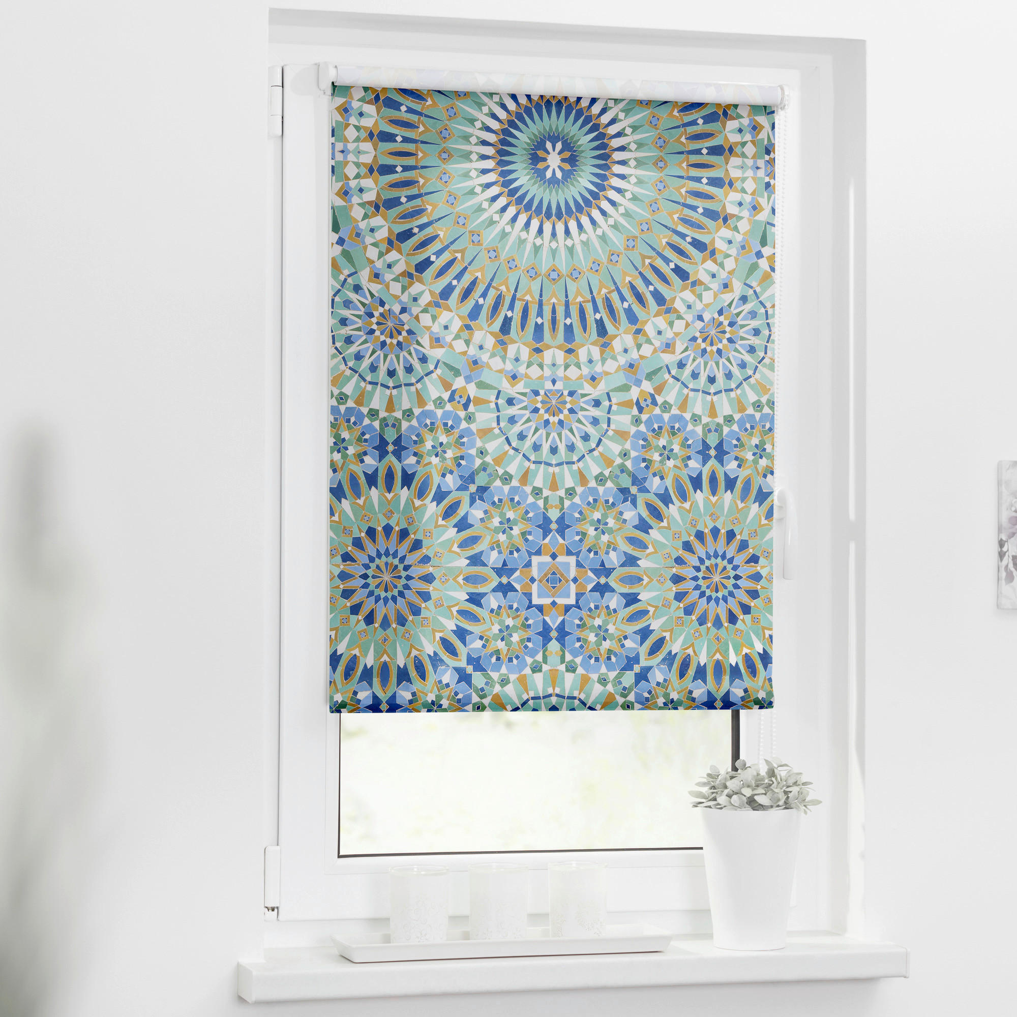 LICHTBLICK Rollo Orientalisch blau B/L: ca. 90x150 cm
