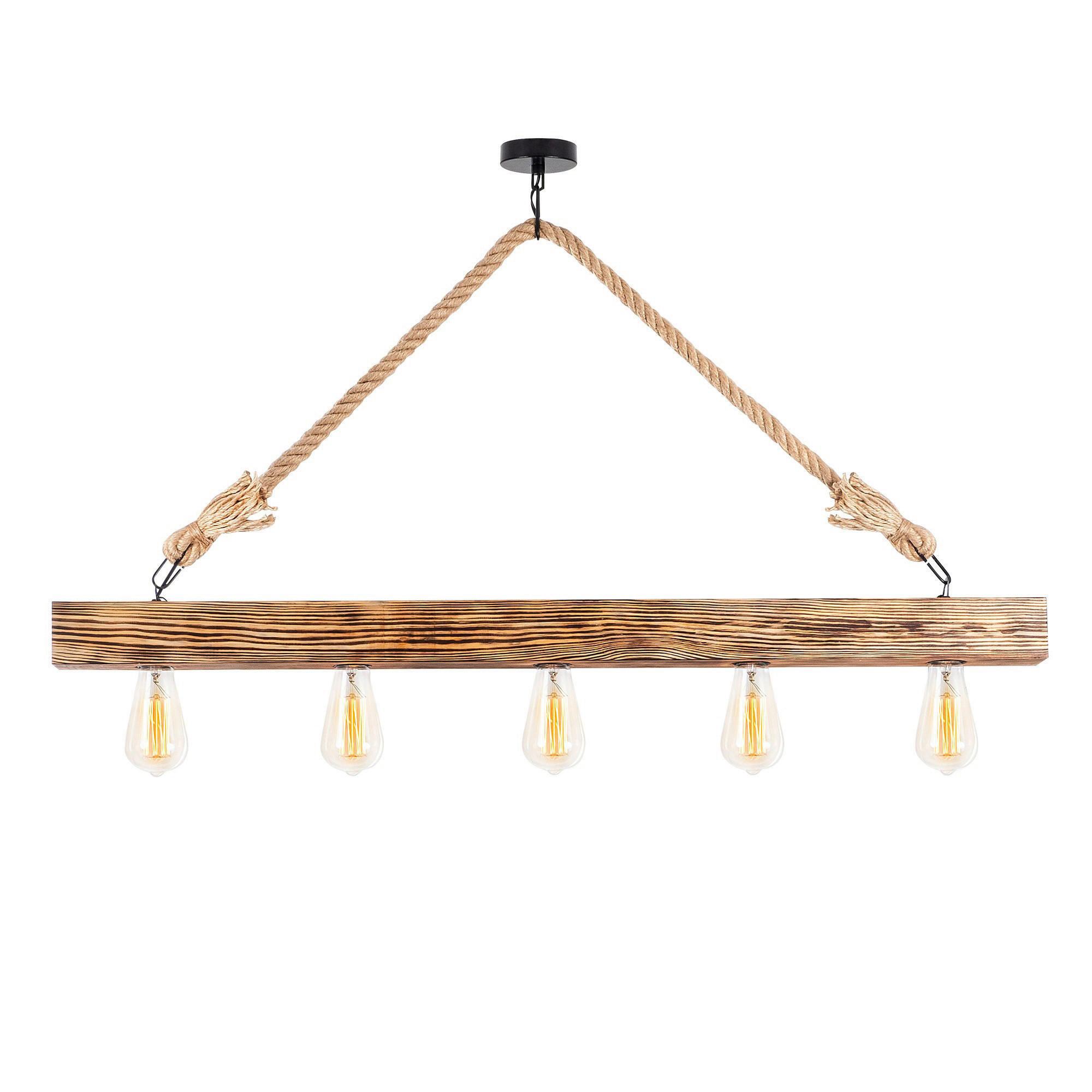 Opviq Deckenleuchte Erebos natur Holz B/H/T/L: ca. 7x53x7x100 cm E27 5 Brennstellen
