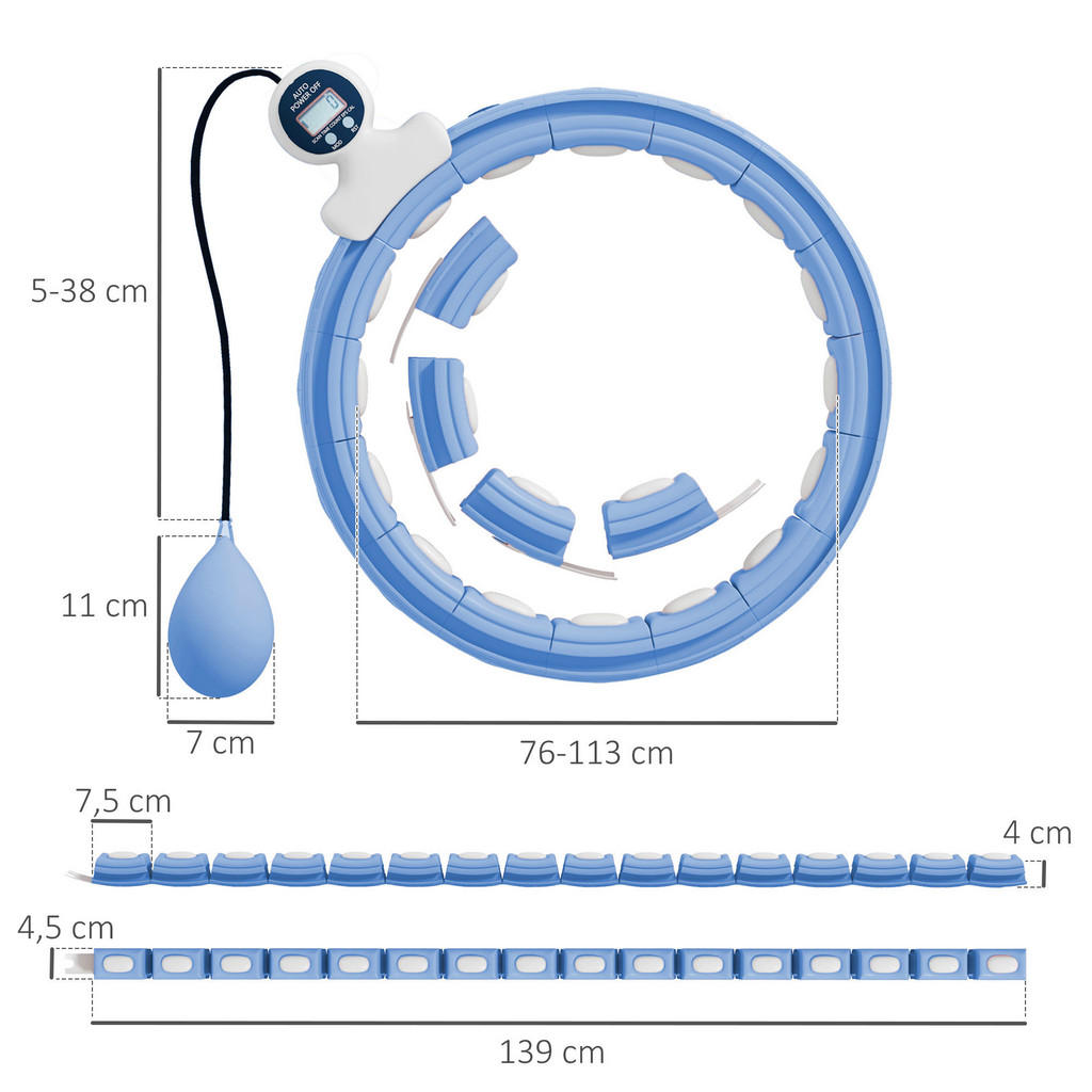 Thumbnail - SPORTNOW Hula Hoop hellblau B/H/L: ca. 5x1x139 cm