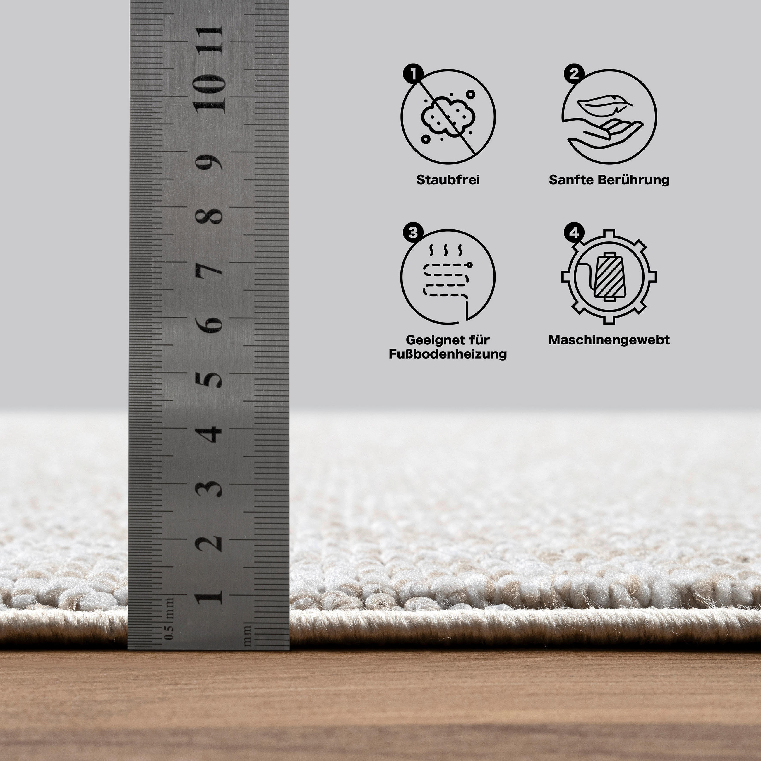 Thumbnail - Sanat Teppich LORA PLUS beige B/L: ca. 60x110 cm