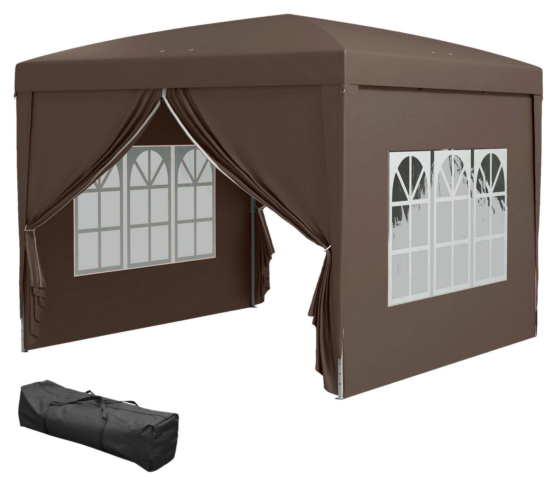 Outsunny Pavillon kaffee Polyester B/H/L: ca. 295x258x295 cm