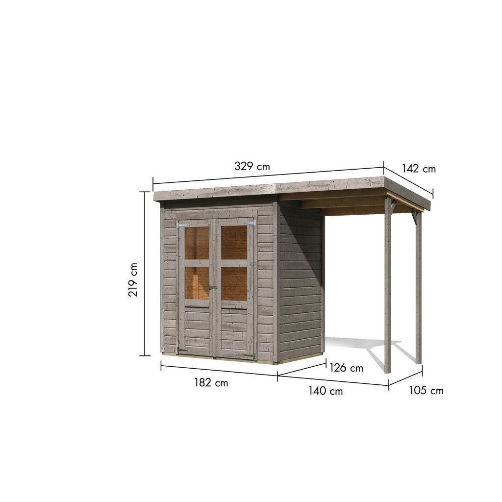 Thumbnail - Karibu Gartenhaus Tony 0 grau B/H/T: ca. 182x219x126 cm