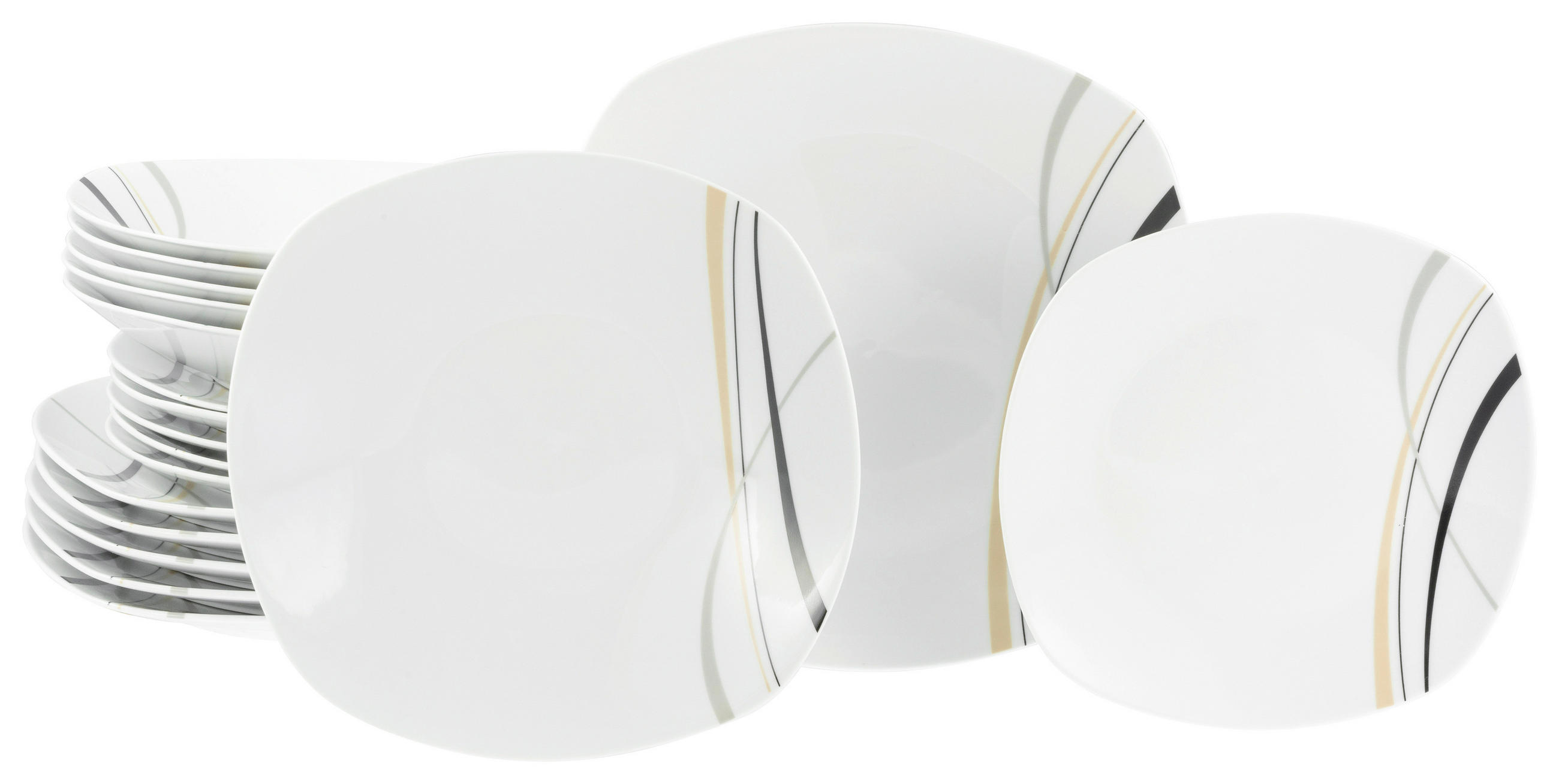 CreaTable Tellerset Square City Line weiß Porzellan