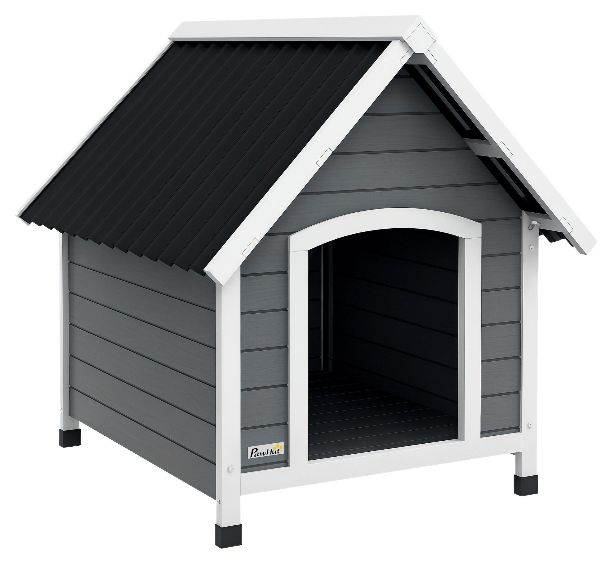 PawHut Hundehütte grau Kunststoff B/H/L: ca. 88x82x75 cm