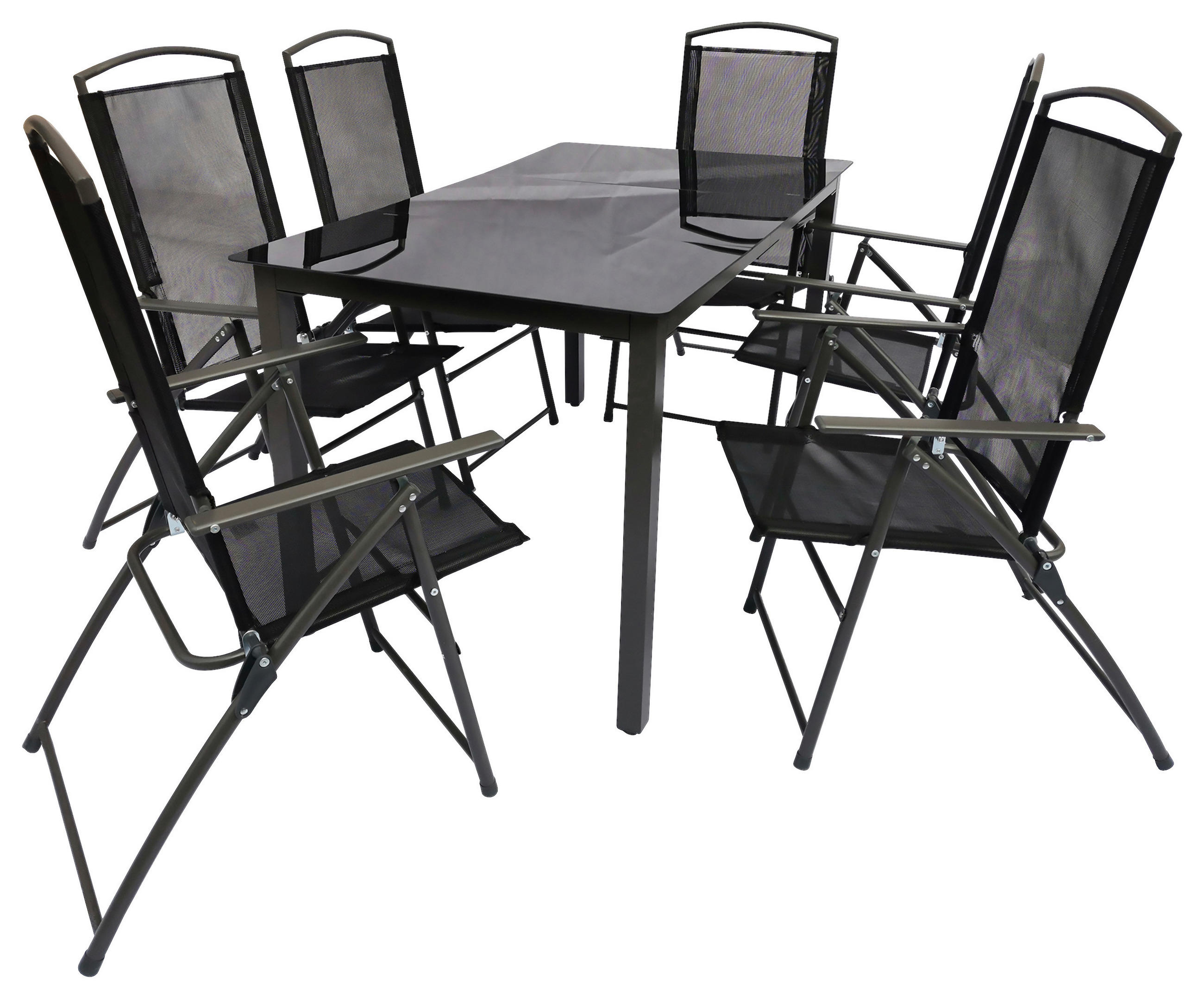 VCM Gartensitzgruppe anthrazit Stahl B/H/L: ca. 140x76x80 cm