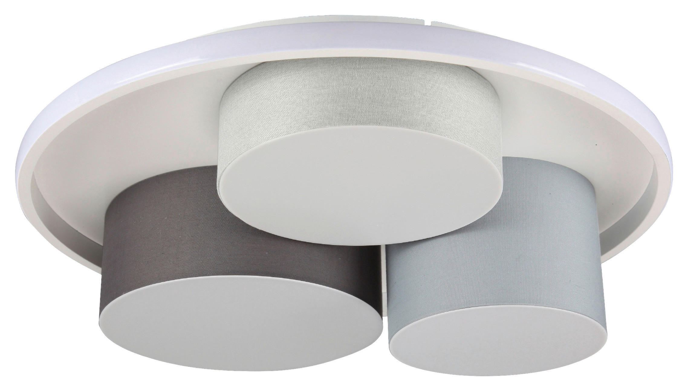 Näve Leuchten Deckenleuchte 1383716 grau Metall Kunststoff Textil B/H/T: ca. 49x15,5x49 cm null 3 Brennstellen