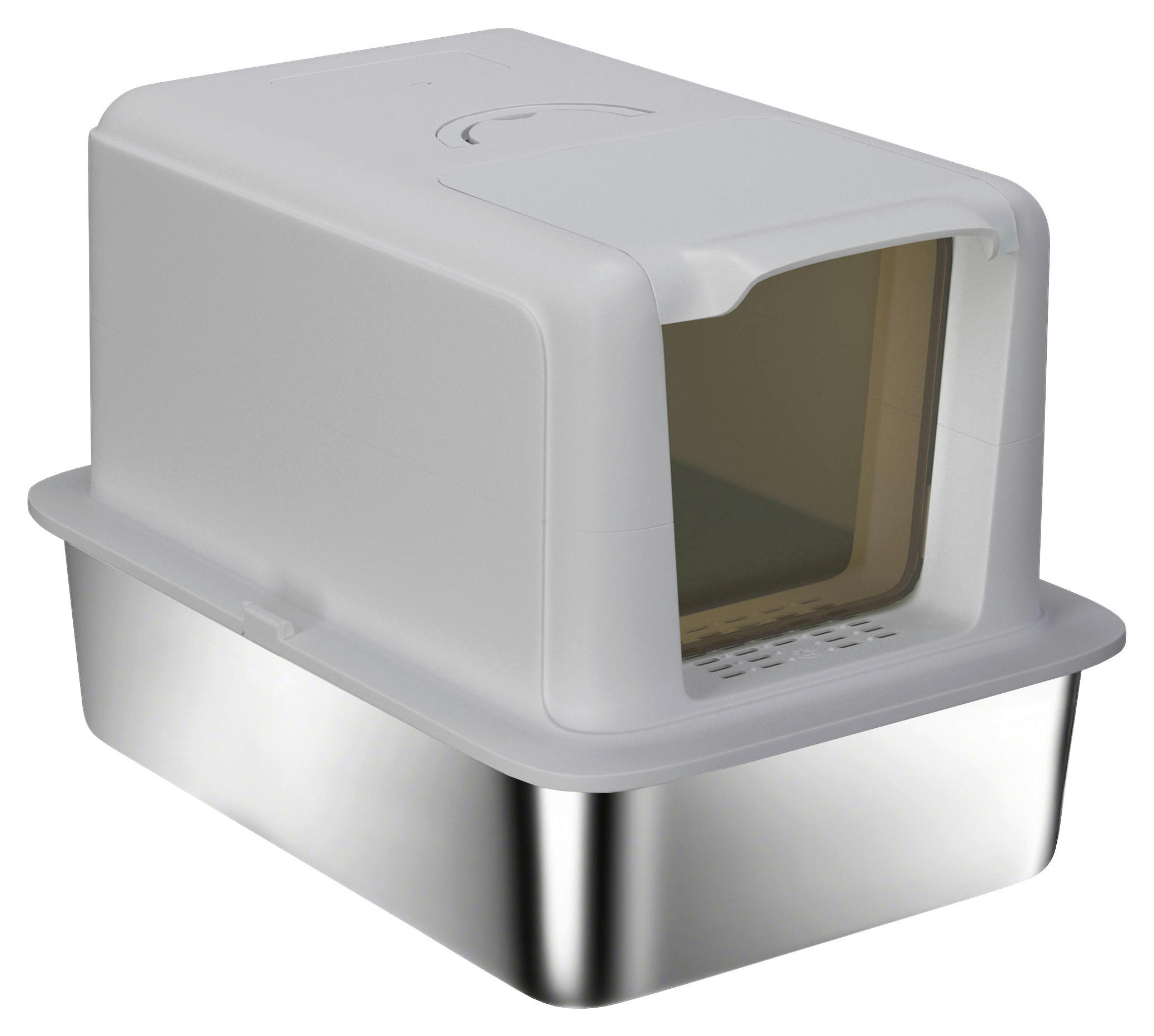 PawHut Katzentoilette grau Kunststoff B/H/L: ca. 60,5x41,5x40,5 cm