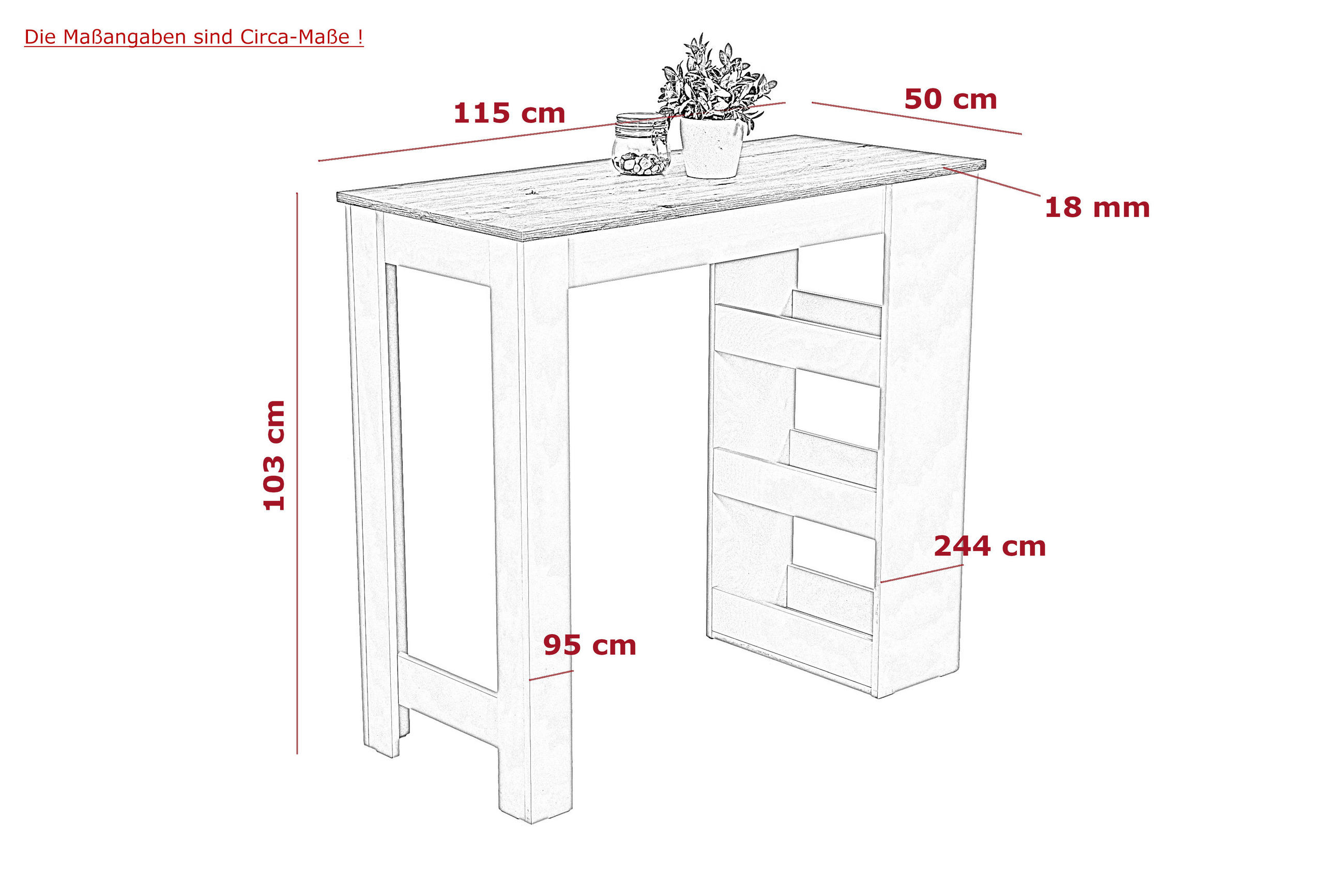 Thumbnail - Bartisch Susi Eiche Holzwerkstoff B/H/T: ca. 115x103x50 cm