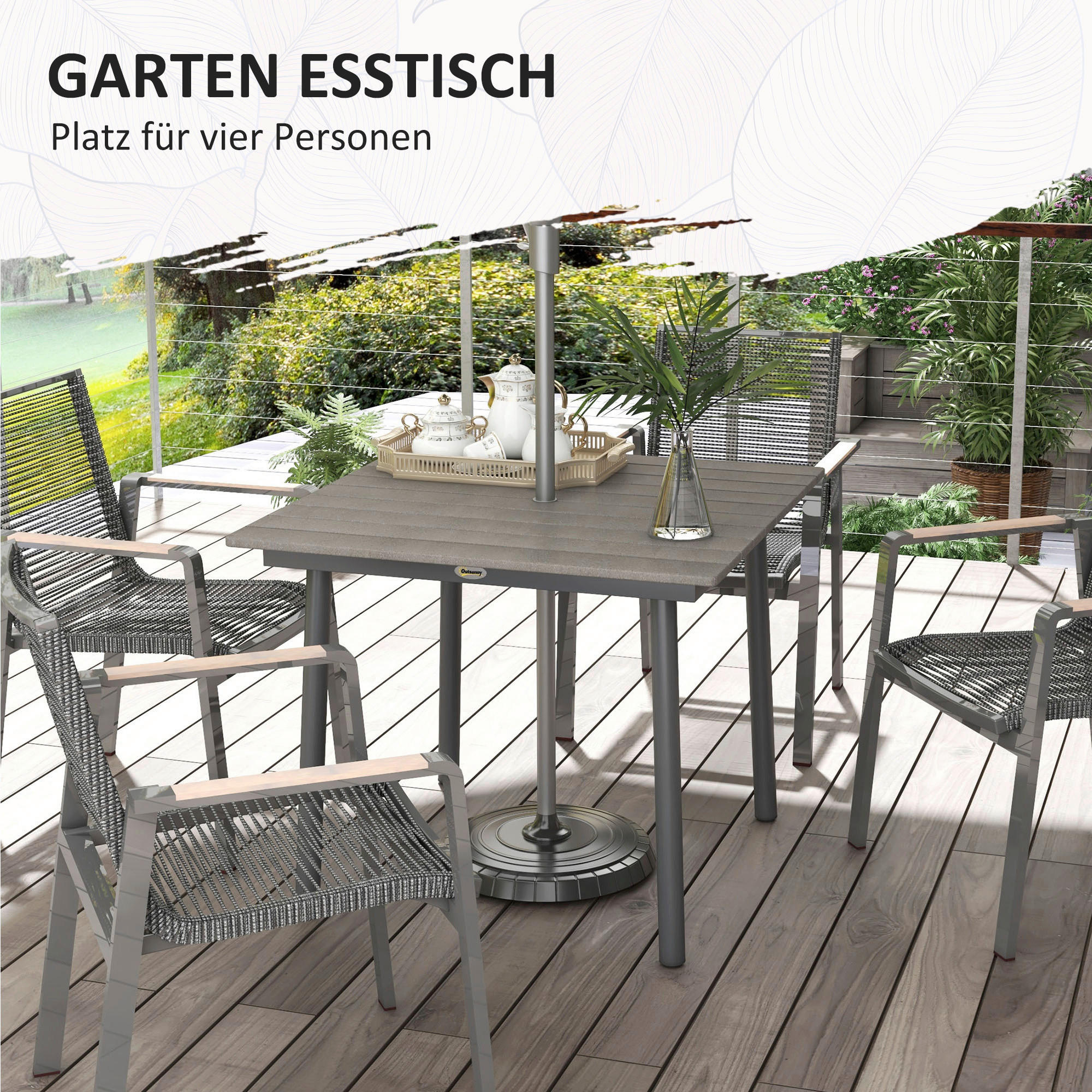 Thumbnail - Outsunny Gartentisch dunkelgrau Aluminium B/H/L: ca. 90x75x90 cm