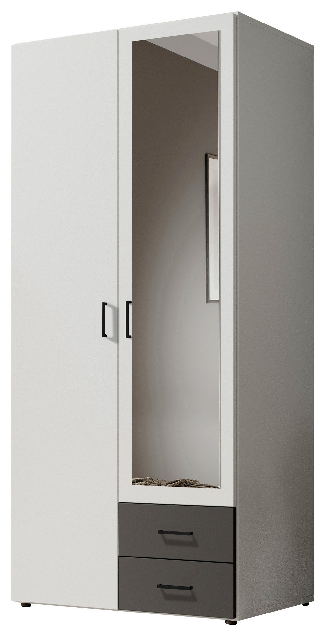 Thumbnail - Kleiderschrank Base 2 weiß Graphit B/H/T: ca. 81x176x51 cm