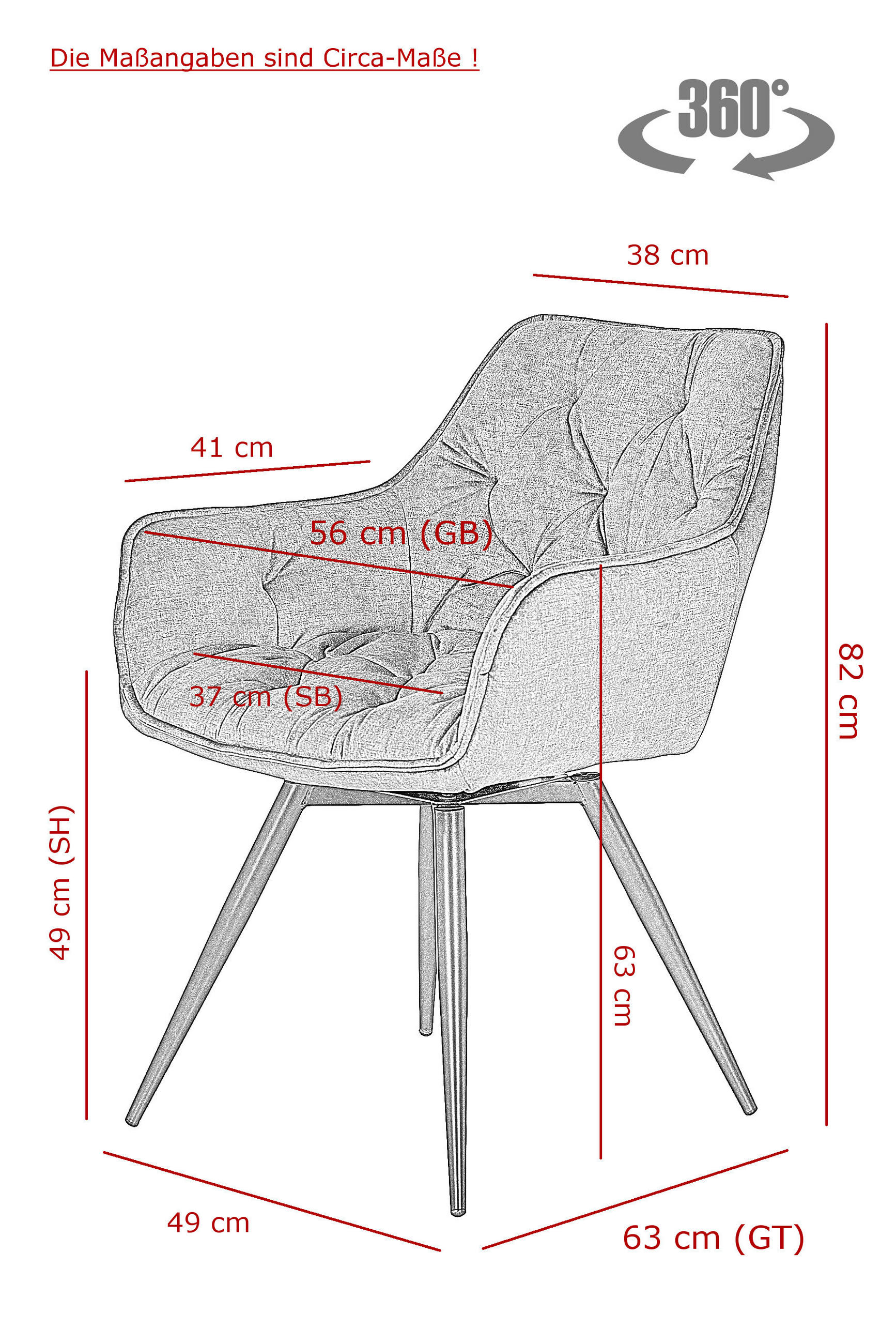 Thumbnail - Hela Sessel FLORENTINA S anthrazit Velourstoff B/H/T: ca. 56x82x63 cm