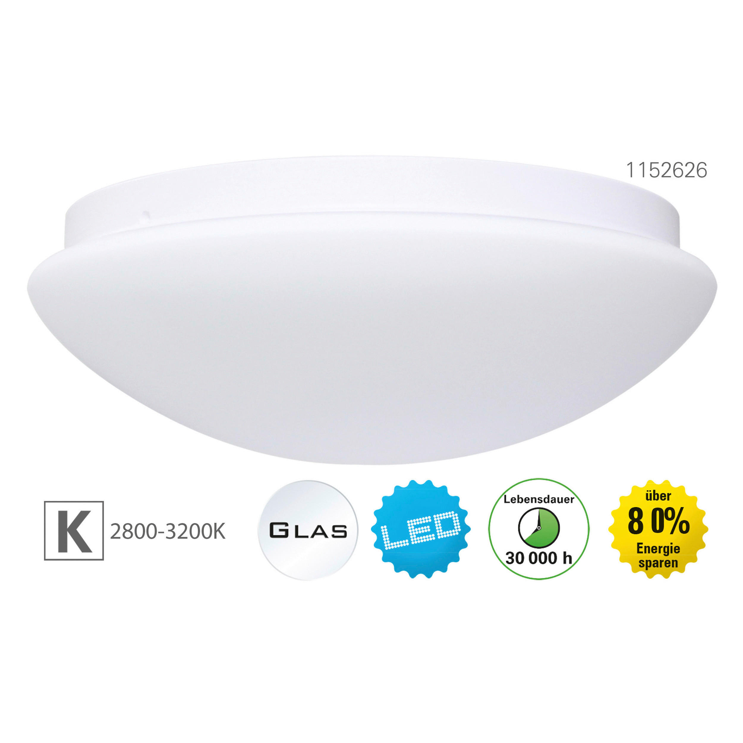 Thumbnail - Näve Leuchten Deckenleuchte 1152626 weiß Glas Metall B/H/T: ca. 29x10x29 cm null 1 Brennstellen