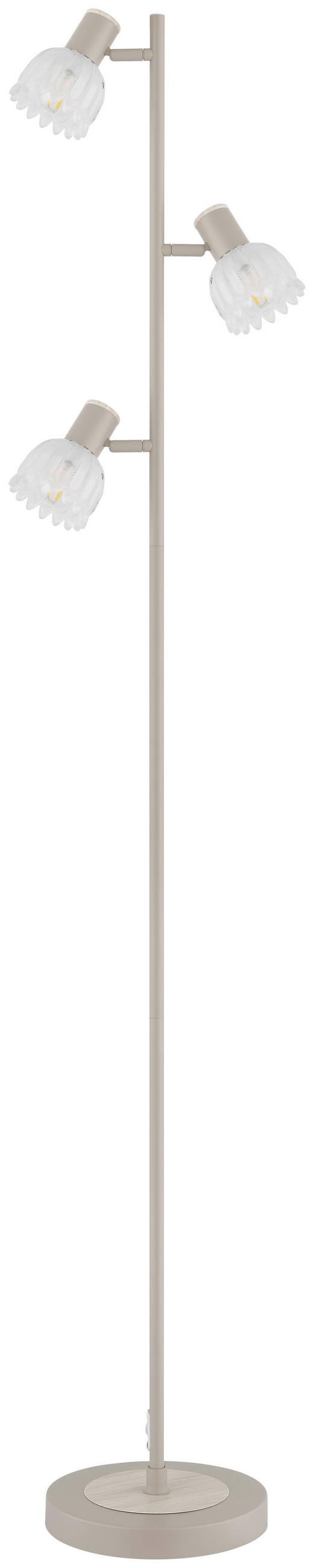 GLOBO Stehleuchte sand Glas Metall B/H/L: ca. 12x60x26 cm 3 Brennstellen