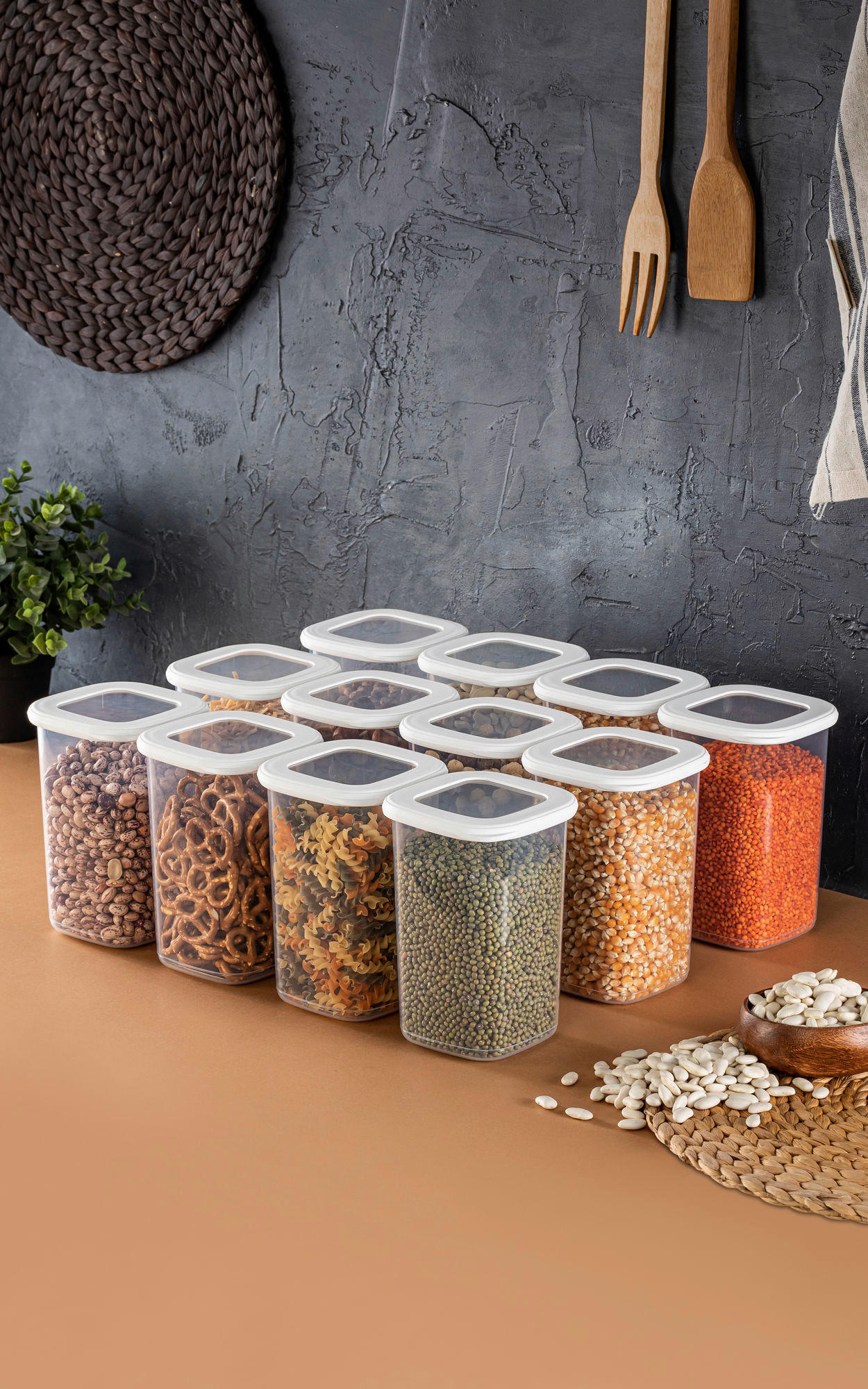 Thumbnail - HermiaConcept Vorratsdosenset 12-tlg. weiß B/H/T/L/D: ca. 10x16,5x10x10x10 cm