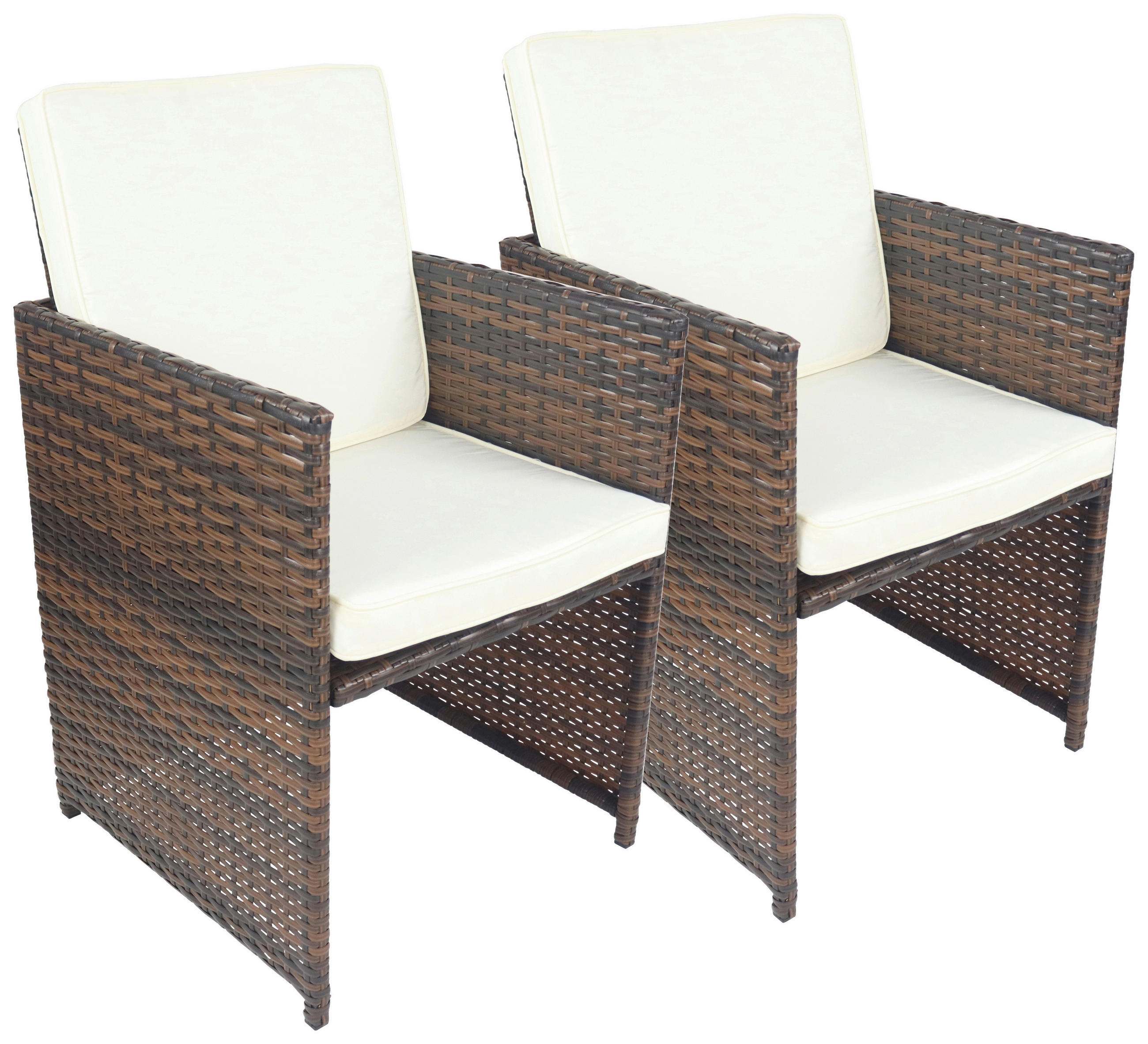 VCM Gartenstuhl 2er Set braun Rattan B/H/L: ca. 53x84x53 cm