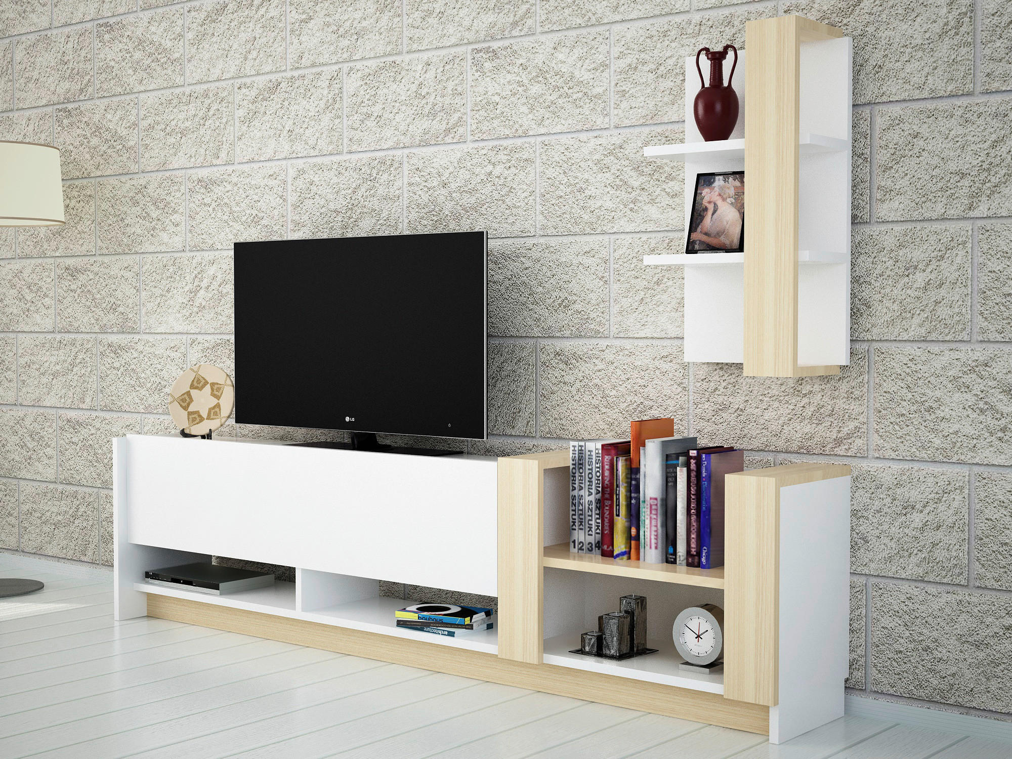 Thumbnail - Wohnwand Kazablanka weiß Safir B/H/T: ca. 182x45x30 cm