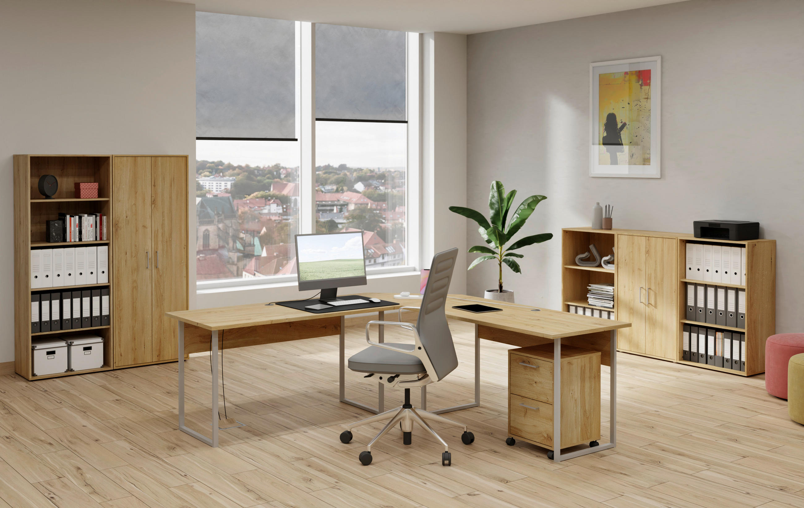 Thumbnail - Rollcontainer  Eiche Artisan Nachbildung B/H/T: ca. 38x57x39 cm