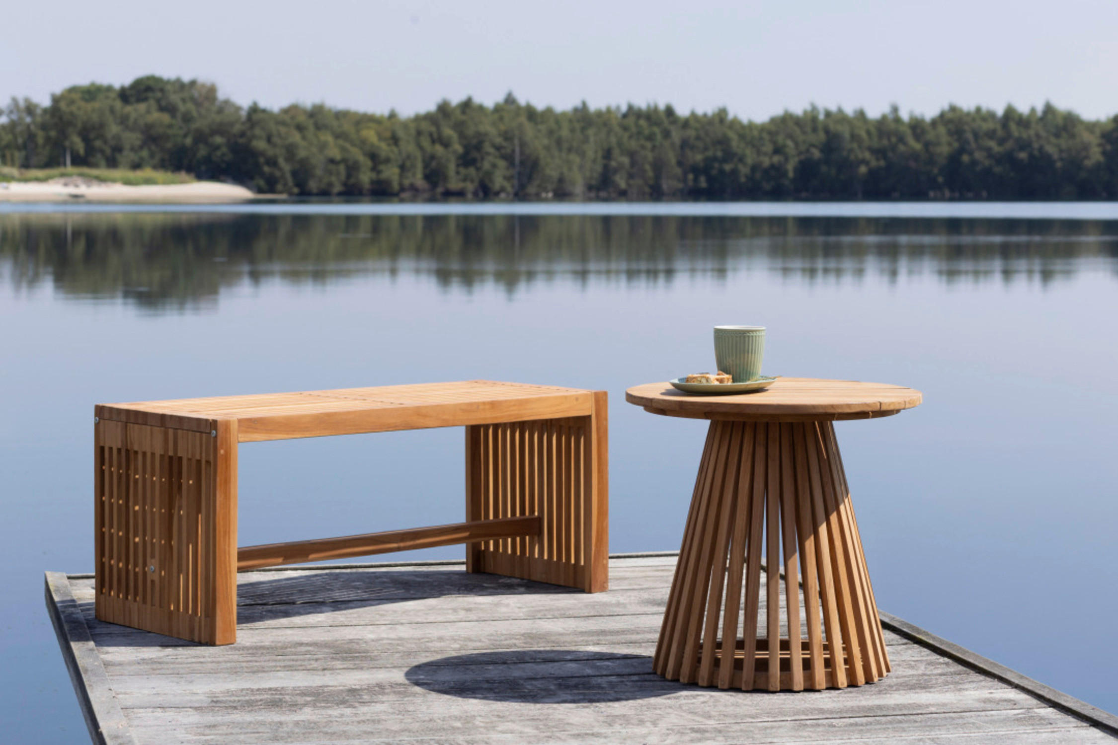 Thumbnail - deVries Gartenbank Woodie natur Teakholz B/H/L: ca. 35x45x100 cm