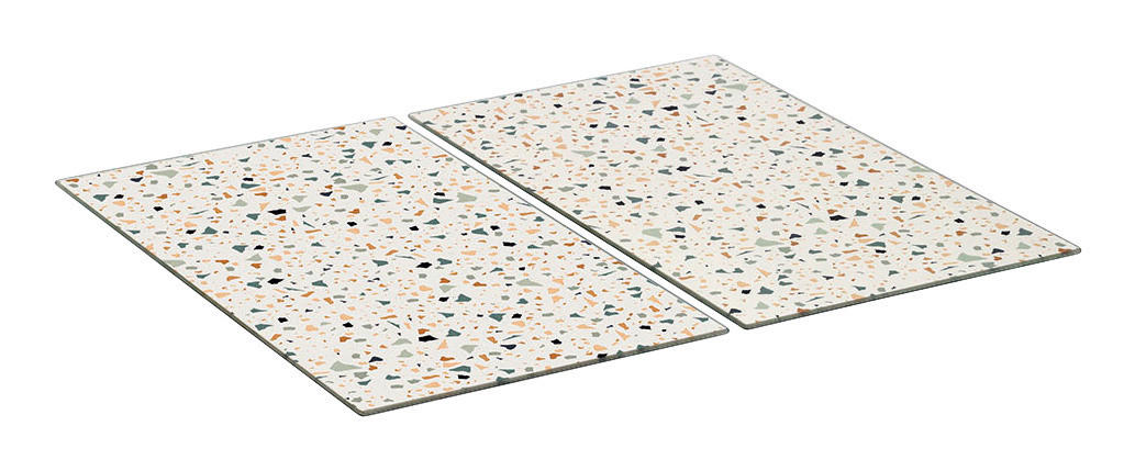 Zeller Herd-/Schneideabdeckplatten-Set Terrazzo bunt Glas B/H/L: ca. 30x0,8x52 cm