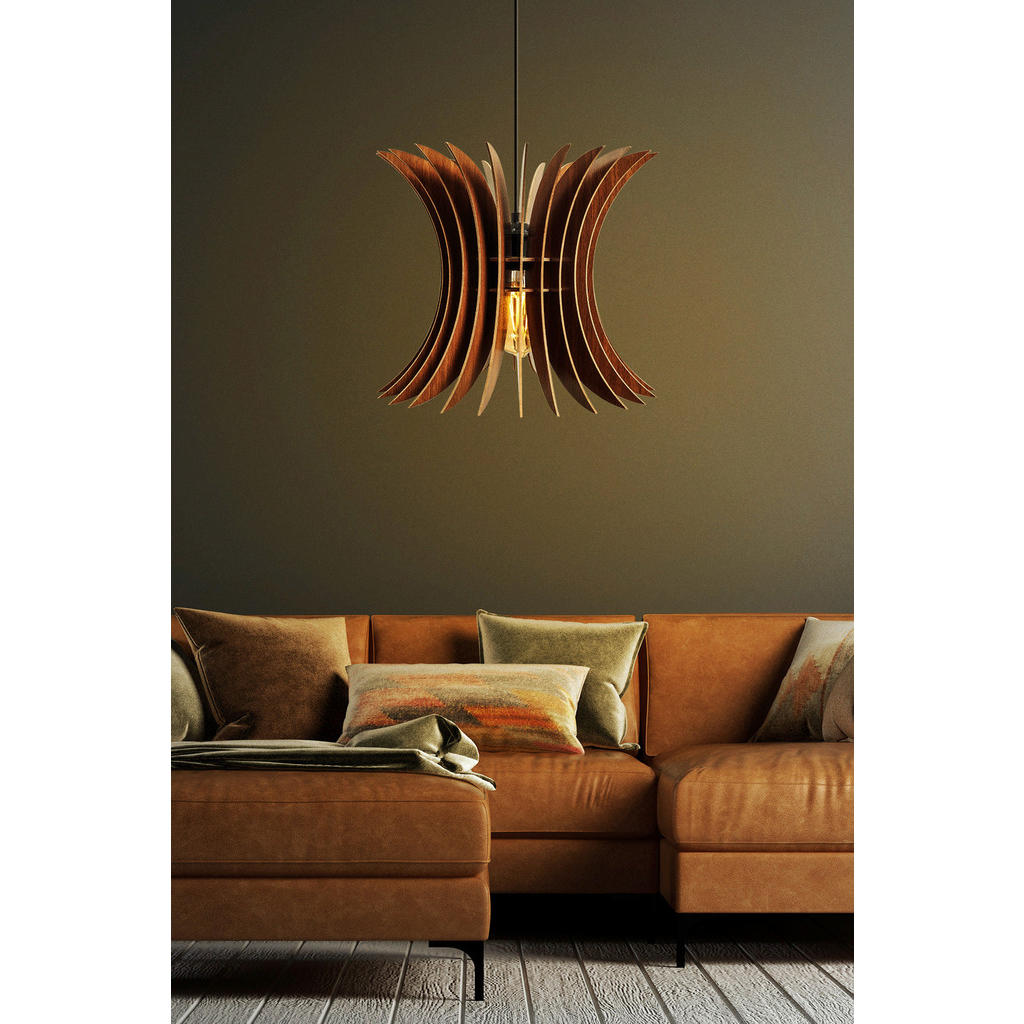 Thumbnail - Opviq Pendelleuchte nussbaum MDF B/H/T/L/D: ca. 35x65x35x35x35 cm E27 1 Brennstellen