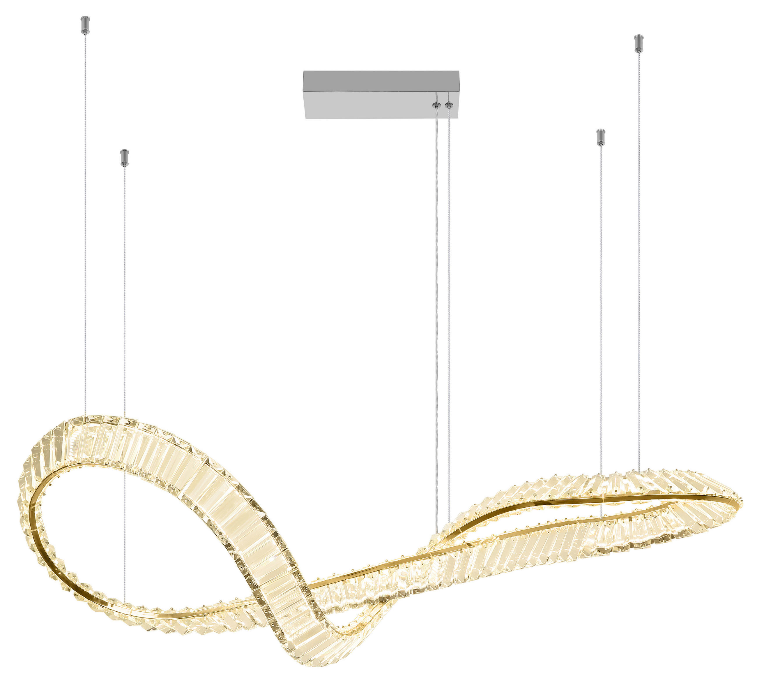 GLOBO LED-Pendelleuchte NEIL 67339-72G klar gold Edelstahl Metall B/H/L: ca. 33x120x110 cm 1.0 Brennstellen