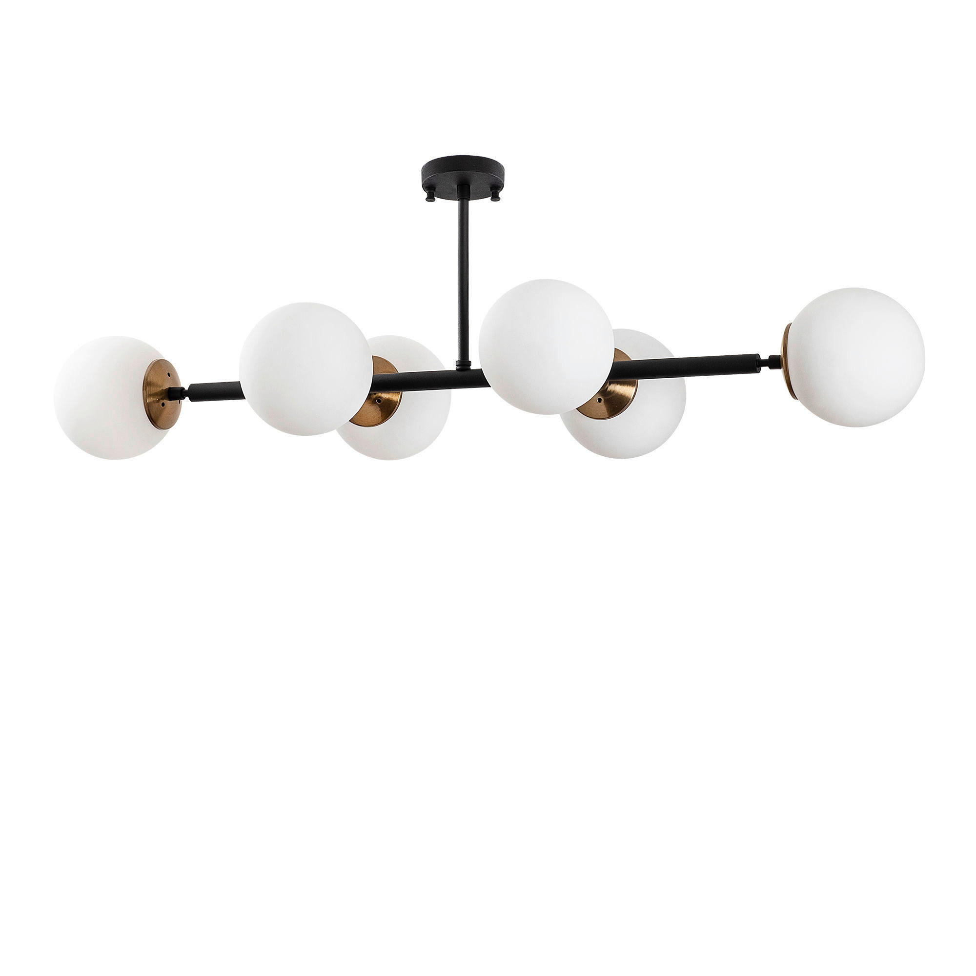 Opviq Deckenleuchte Fazli-10486 schwarz Glas B/H/T/L: ca. 110x35x40x110 cm E14 6 Brennstellen