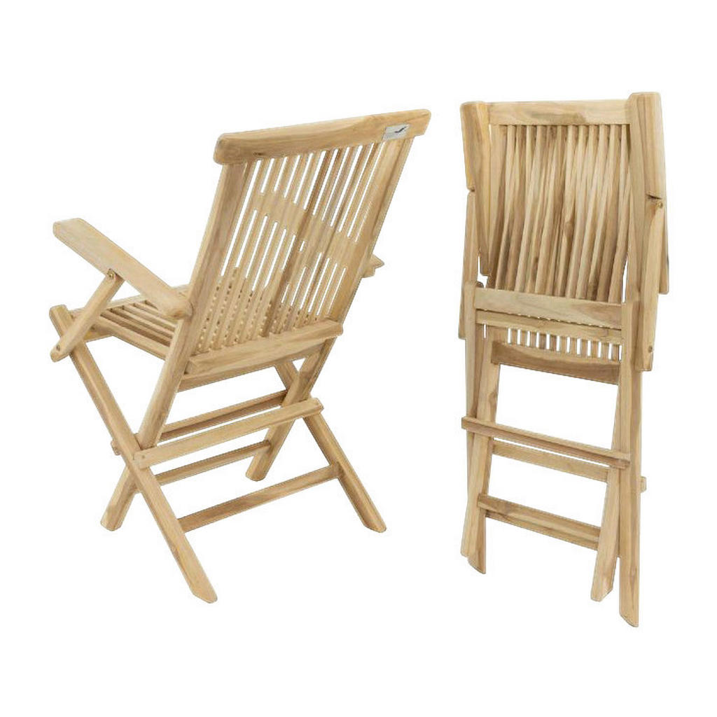 Thumbnail - VCM Gartenstuhl 4er Set braun Teakholz B/H/T: ca. 57x89x62 cm