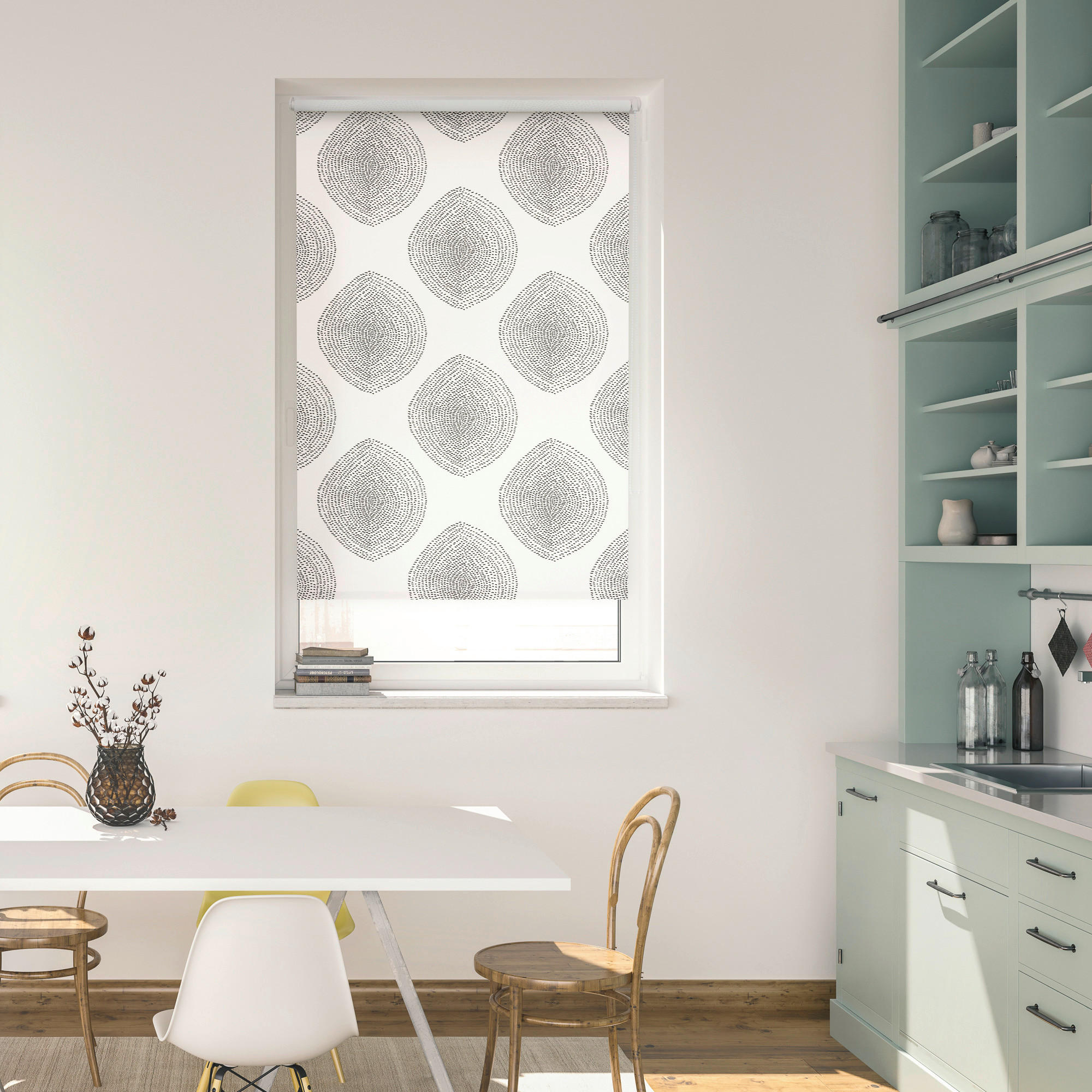 LICHTBLICK Verdunkelungsrollo Stripy Boho Drop weiß B/L: ca. 90x150 cm