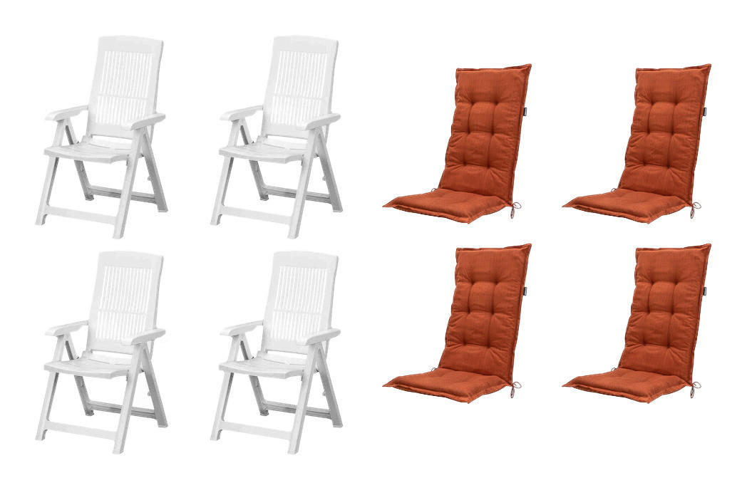PROGARDEN,MADISON Klappsessel Set + Auflagen Tampa terra Kunststoff B/H/L: ca. 61x109x60 cm