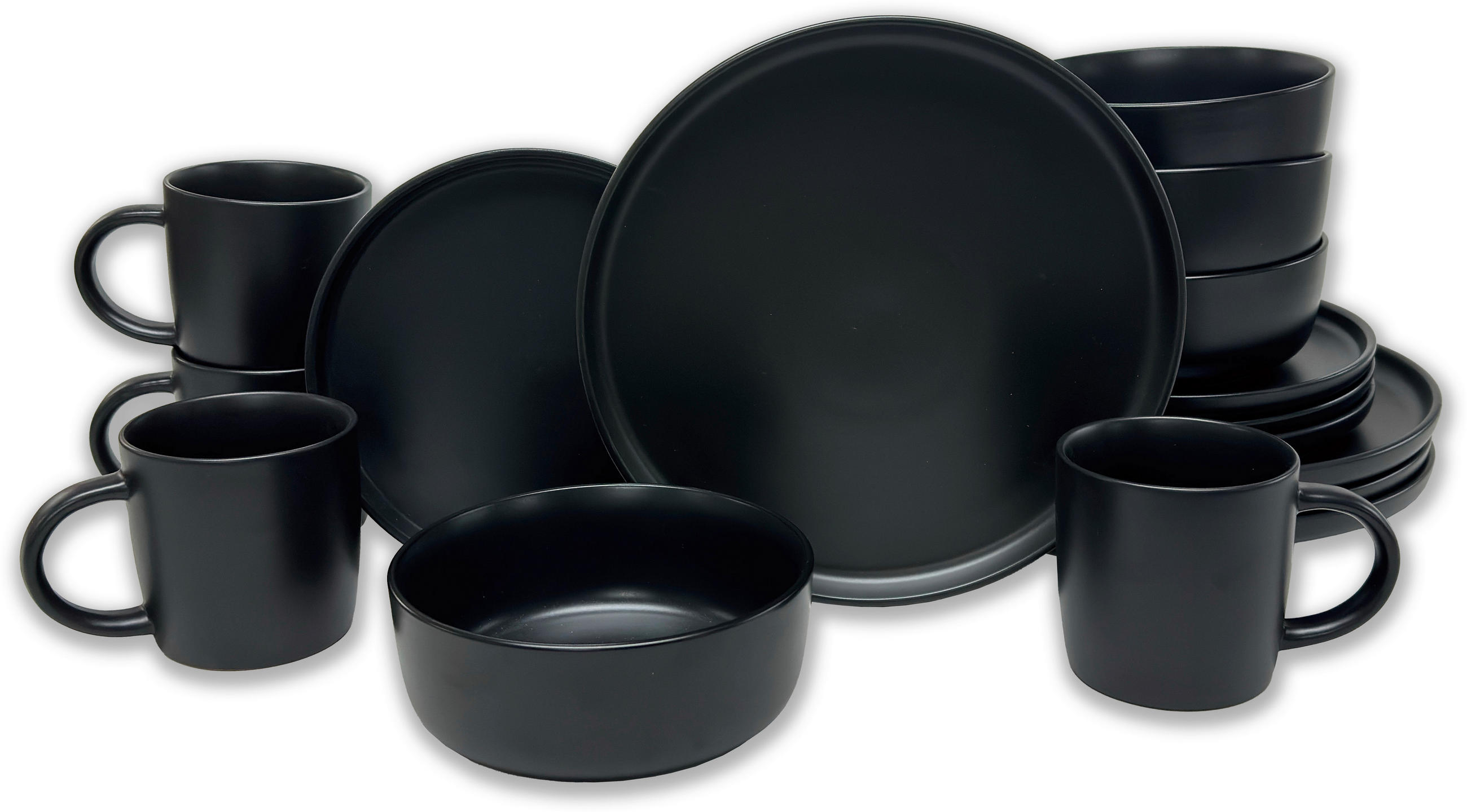 Kevoli  home Kombiservice mattschwarz Steingut 16 tlg.