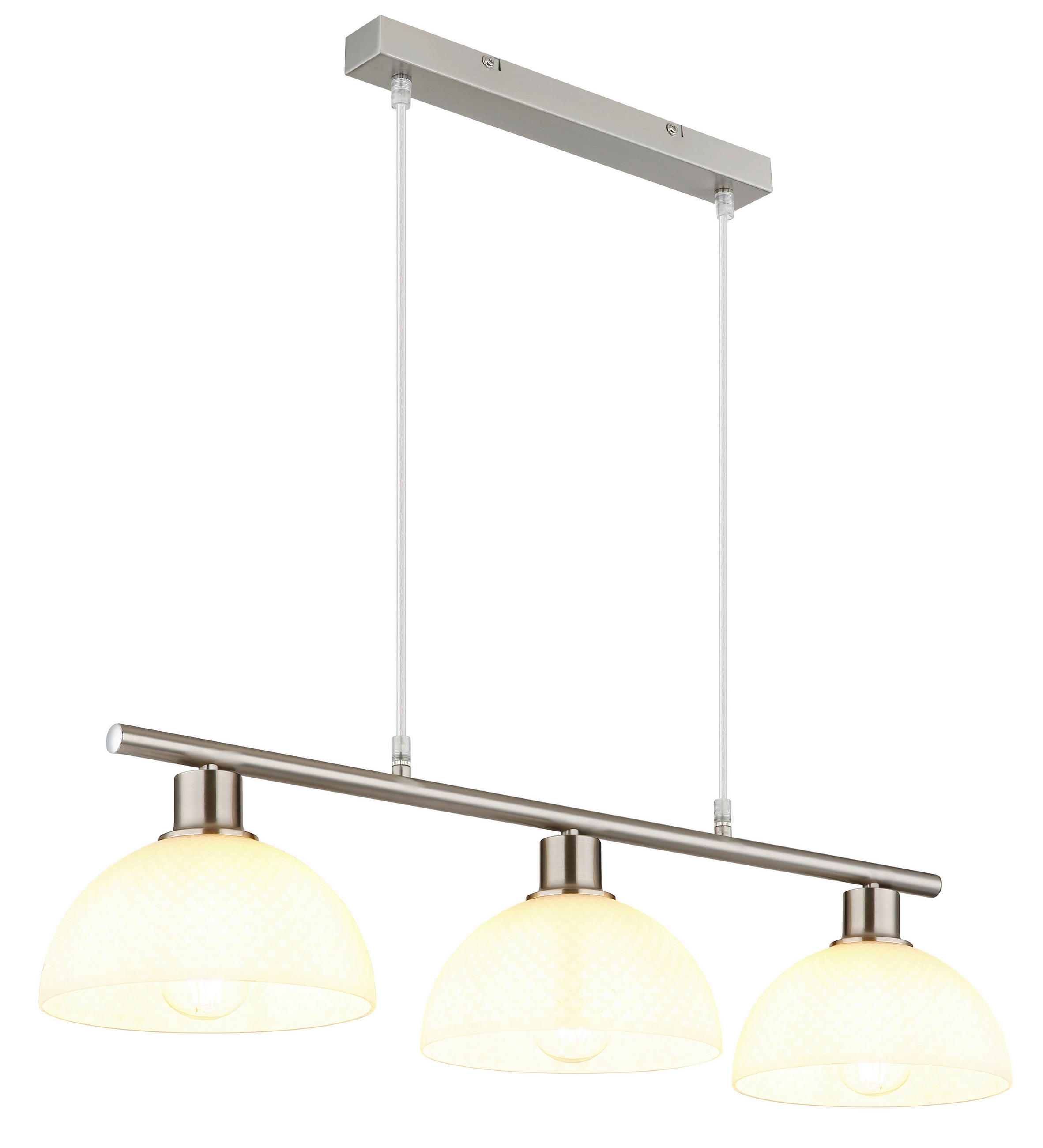 GLOBO Pendelleuchte Opal nickel Metall Glas PVC B/H/L: ca. 20x120x77 cm E27 3 Brennstellen