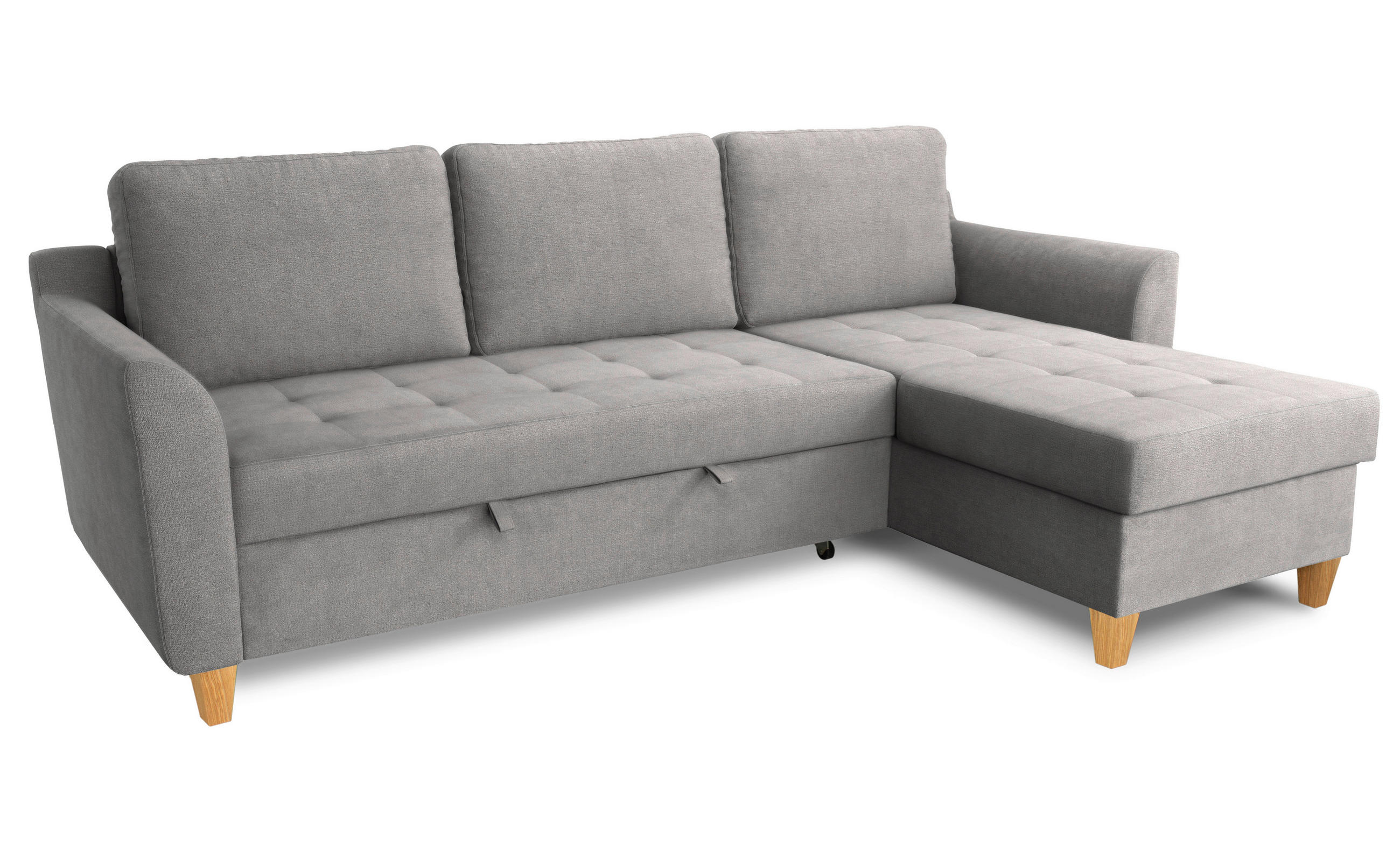 Thumbnail - Ecksofa mit Bettfunktion und Bettkasten Ashgrey Microfaser B/H/T: ca. 231x86x150 cm