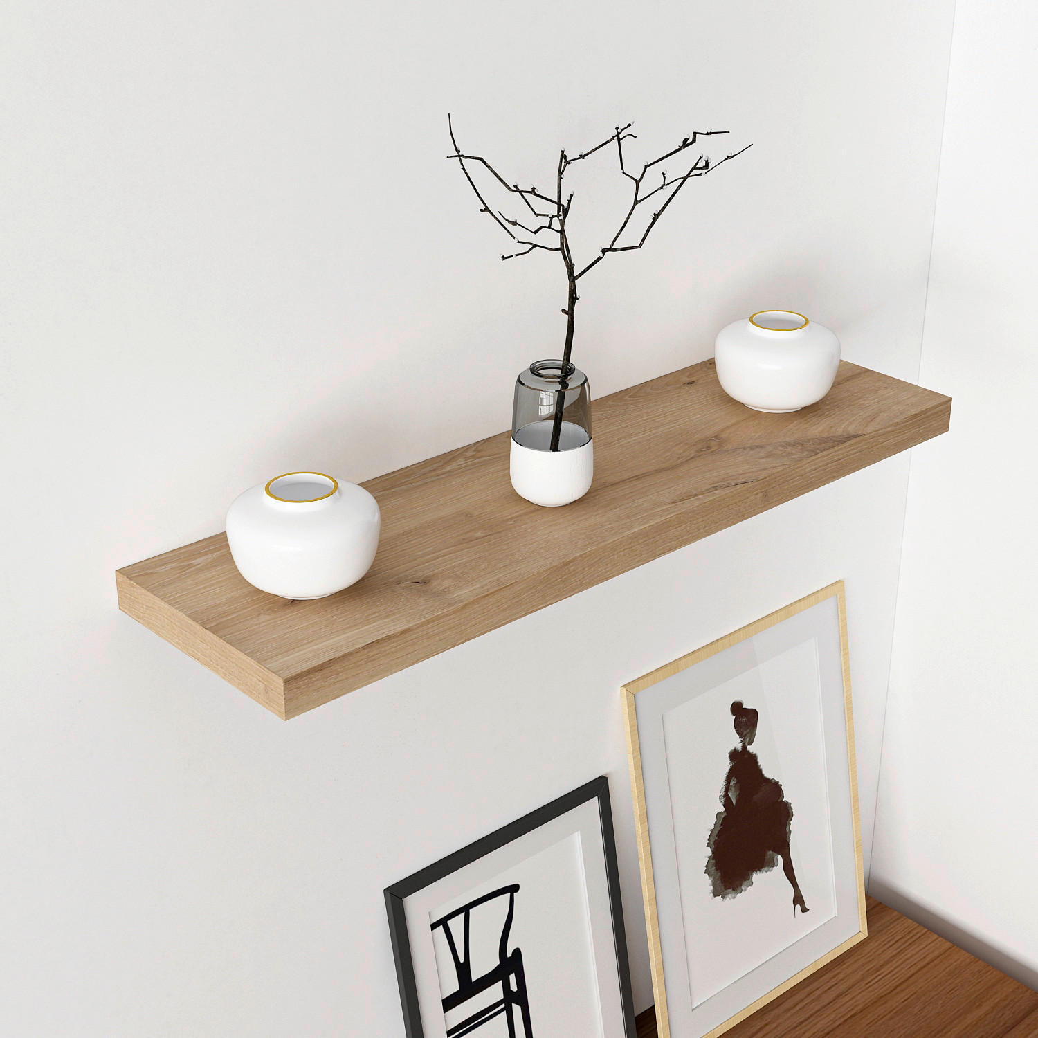 Thumbnail - Wandboard Shelvy 80 Eiche Viking Nachbildung B/H/T: ca. 80x4x24 cm