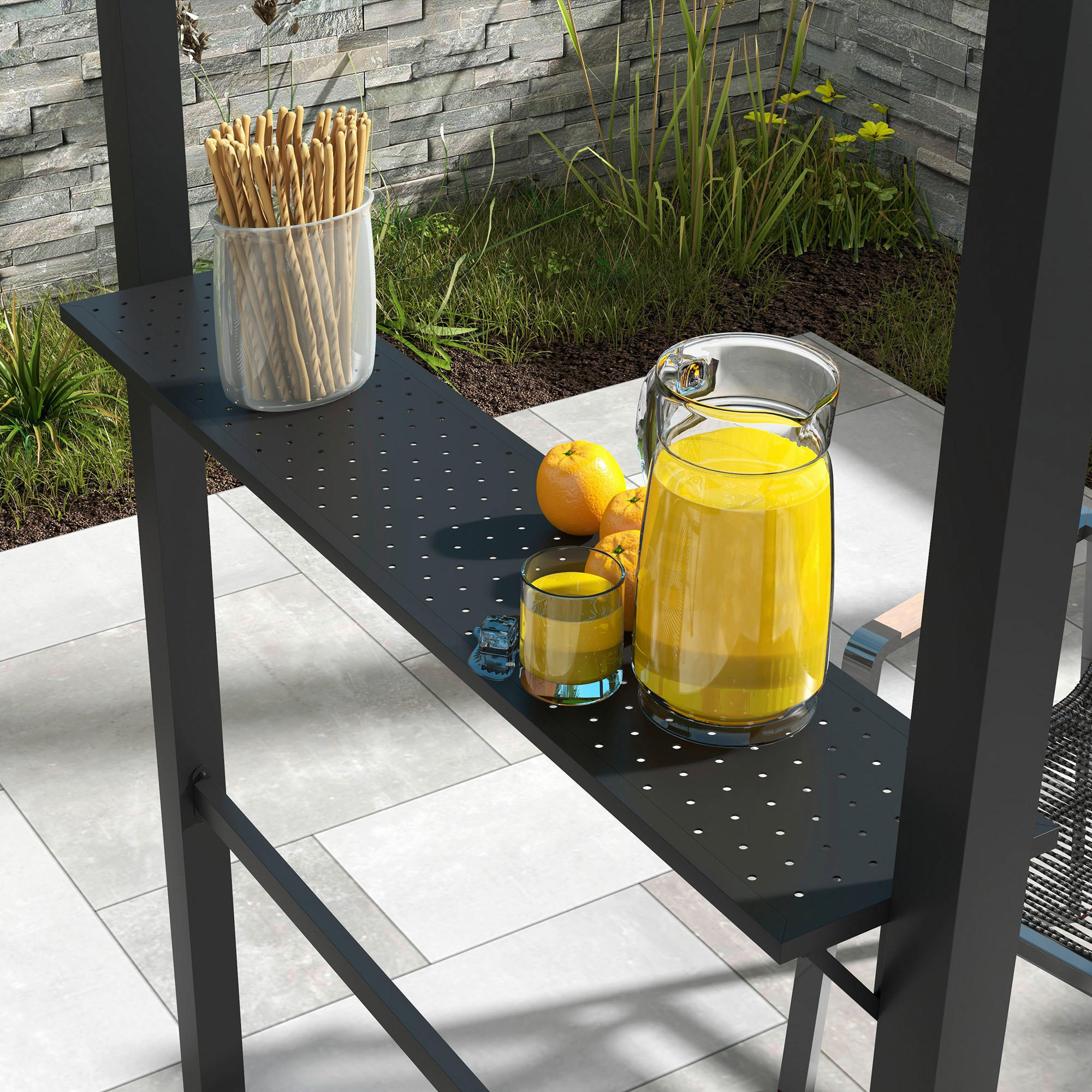 Thumbnail - Outsunny Grillpavillon khaki Stahl B/H/L: ca. 110x235x233 cm