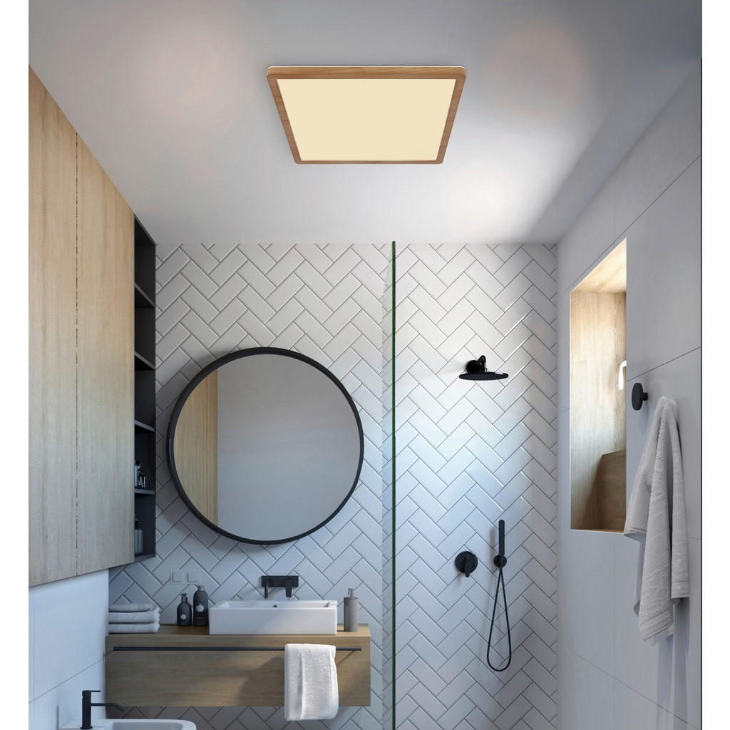 Thumbnail - GLOBO LED-Deckenleuchte braun Opal Kunststoff B/H/T: ca. 29,4x2,5x29,4 cm