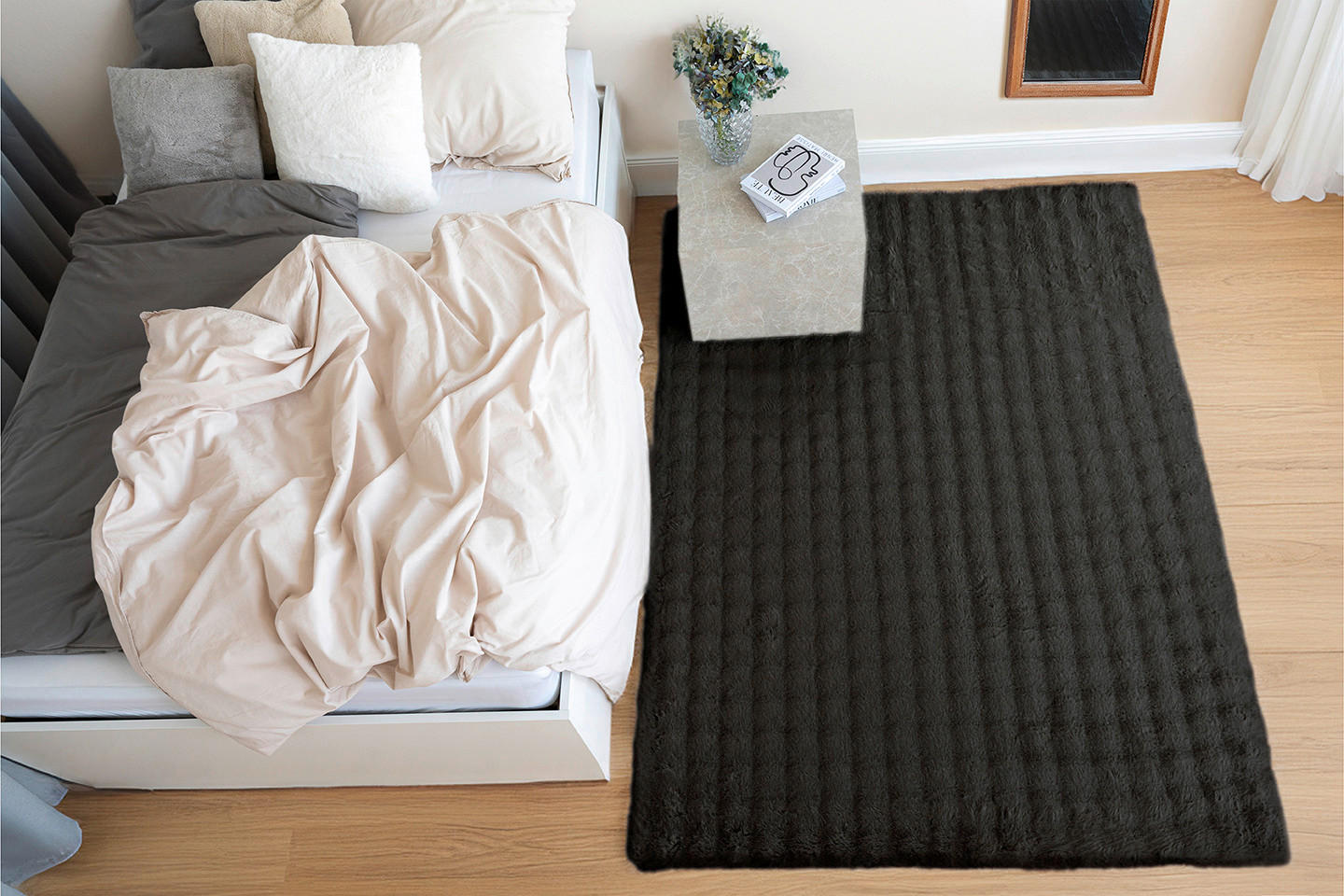 Thumbnail - Padiro Hochflorteppich Hailey 125 schwarz B/H/L: ca. 80x3x150 cm