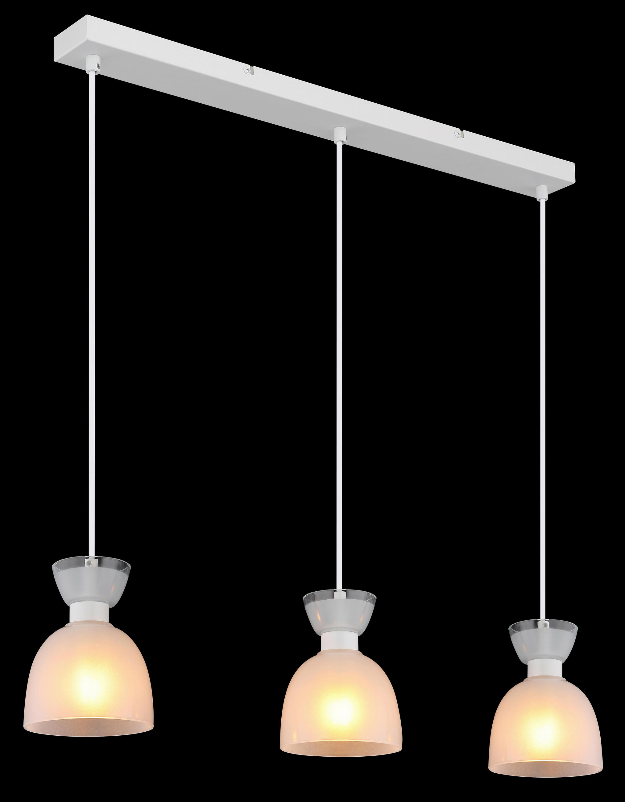 Thumbnail - GLOBO Pendelleuchte Opal weiß Metall Glas B/H: ca. 65x120 cm E14 3 Brennstellen