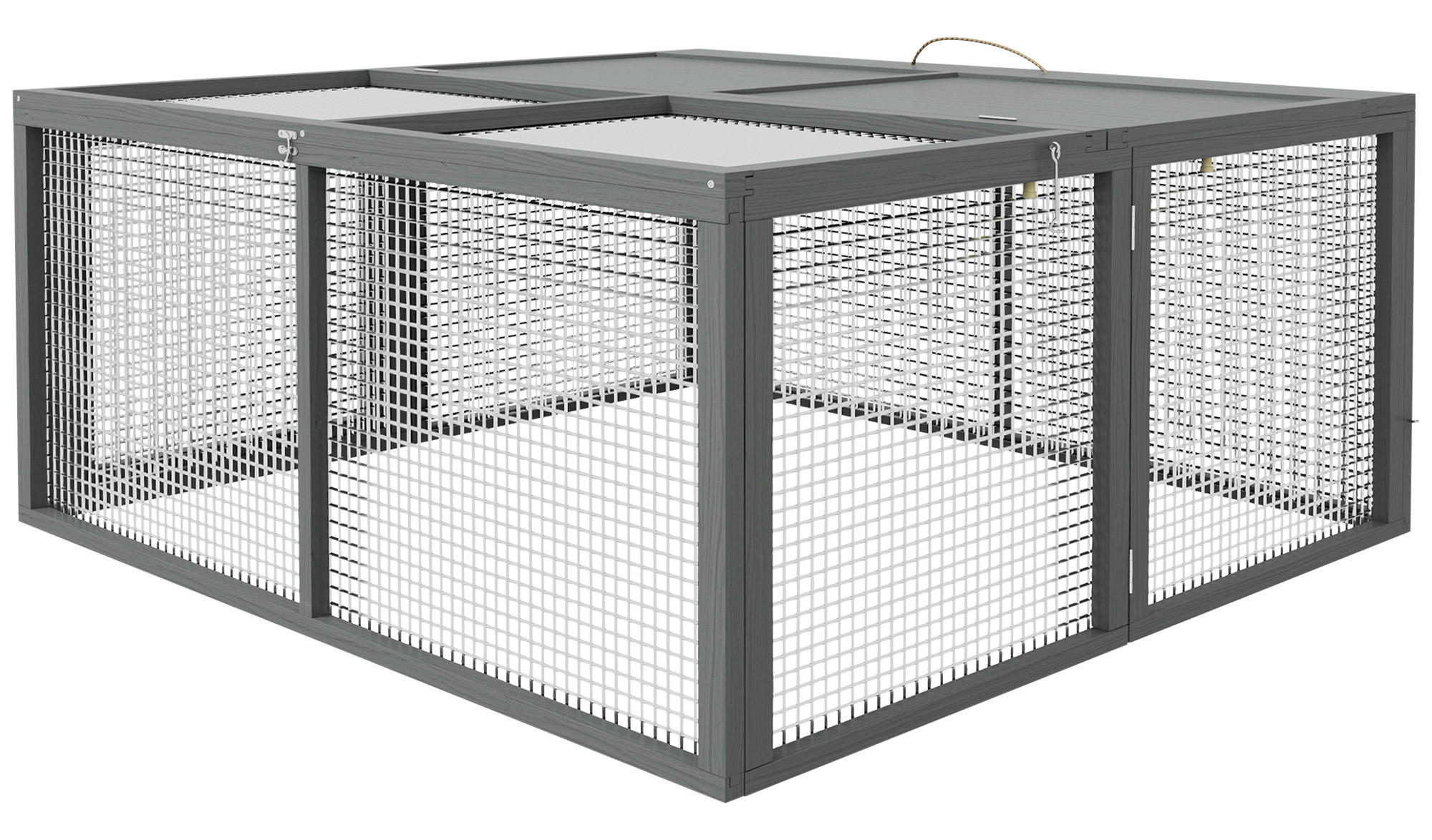 PawHut Zwergkaninchenstall grau Stahl B/H/L: ca. 105x50x110 cm