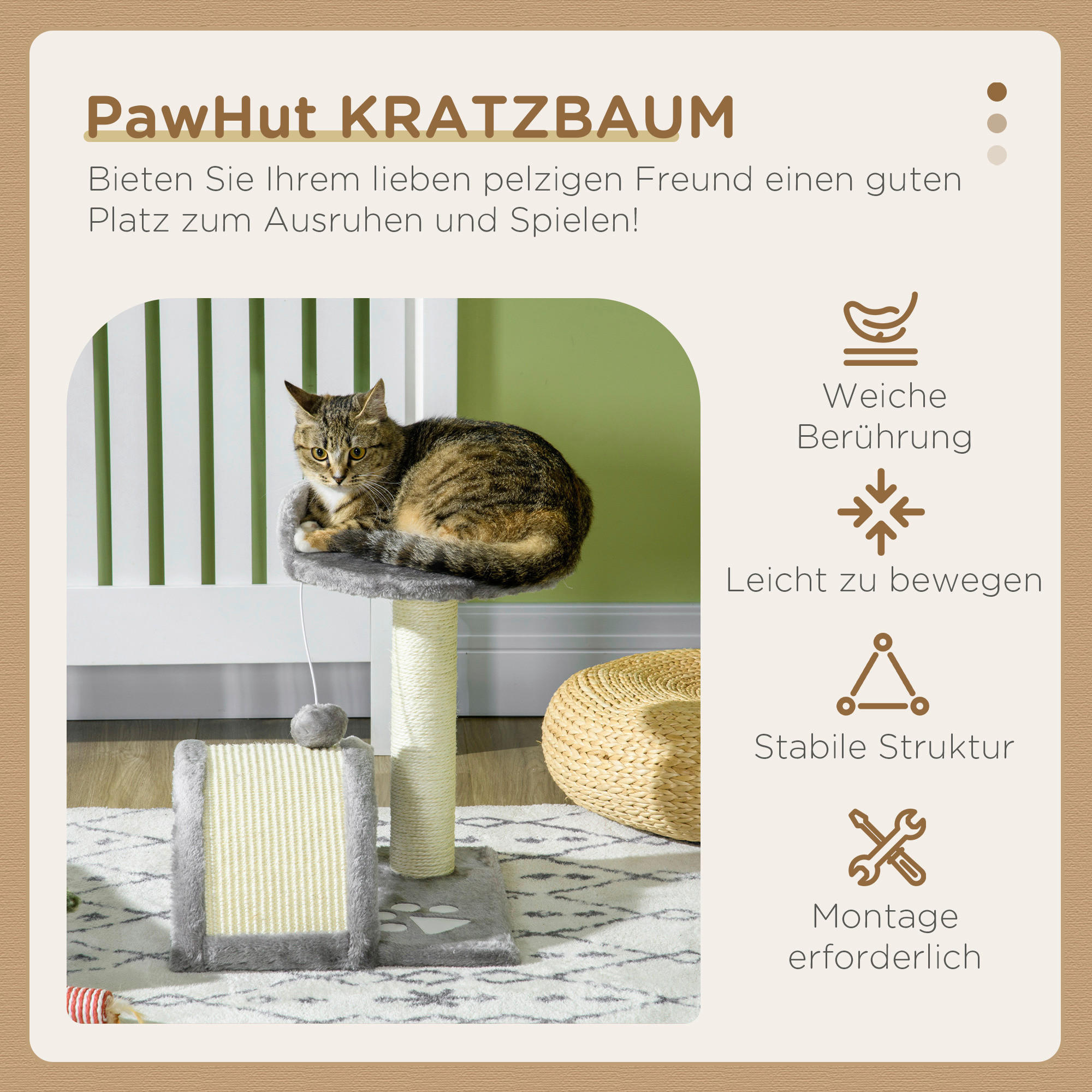 Thumbnail - PawHut Kratzbaum grau Spanplatte B/H/L: ca. 37x46x35,5 cm