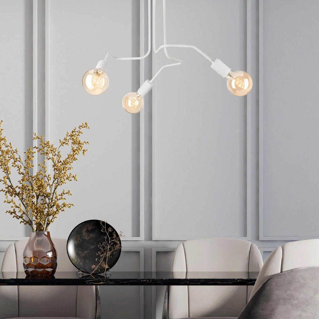 Thumbnail - Lamkur Deckenleuchte DOMINO 51185 weiß Stahl H/L: ca. 40x55 cm E27 3 Brennstellen