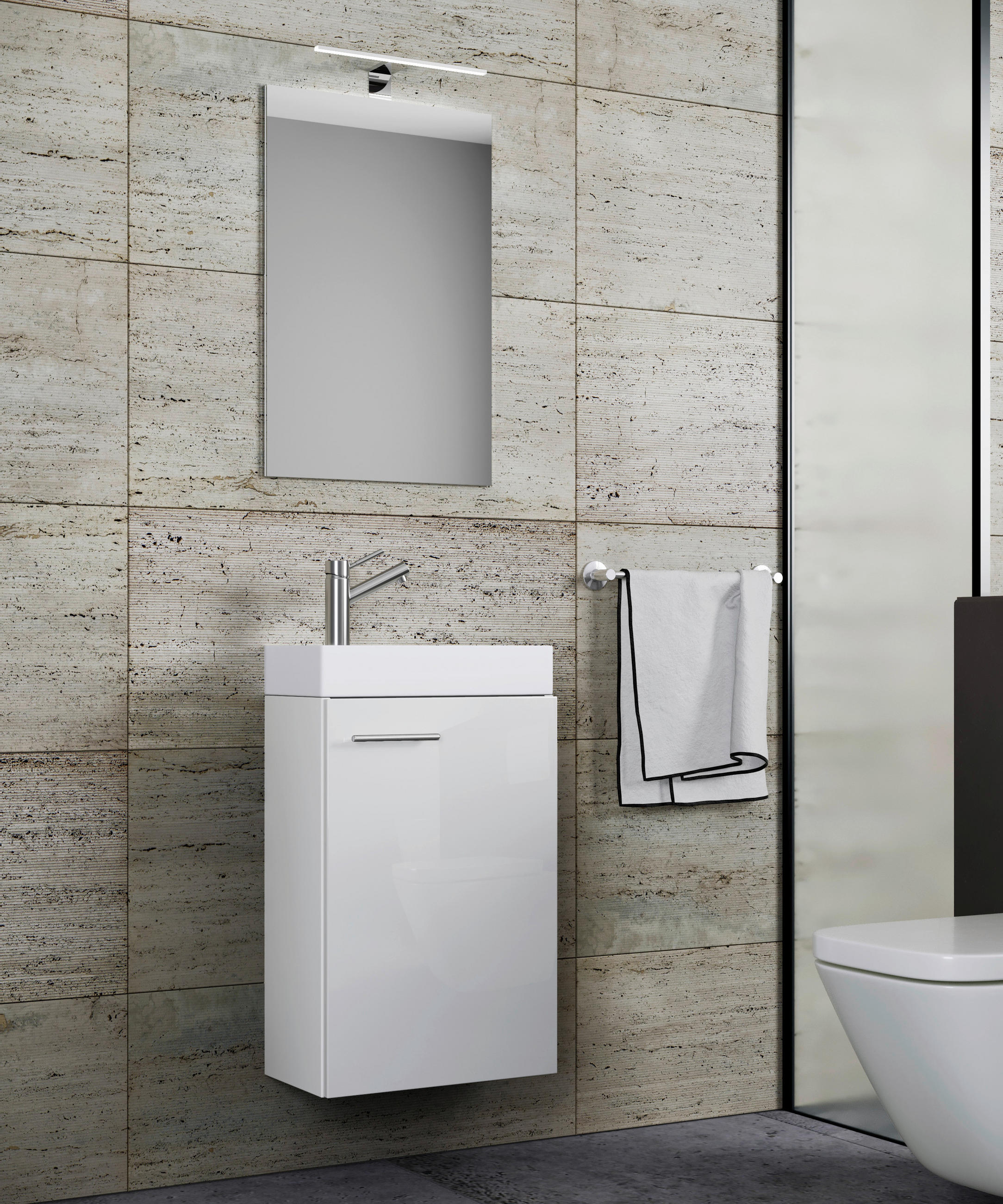 Thumbnail - Waschplatz 4tlg-Slito weiß B/H/T: ca. 41x69,5x22 cm