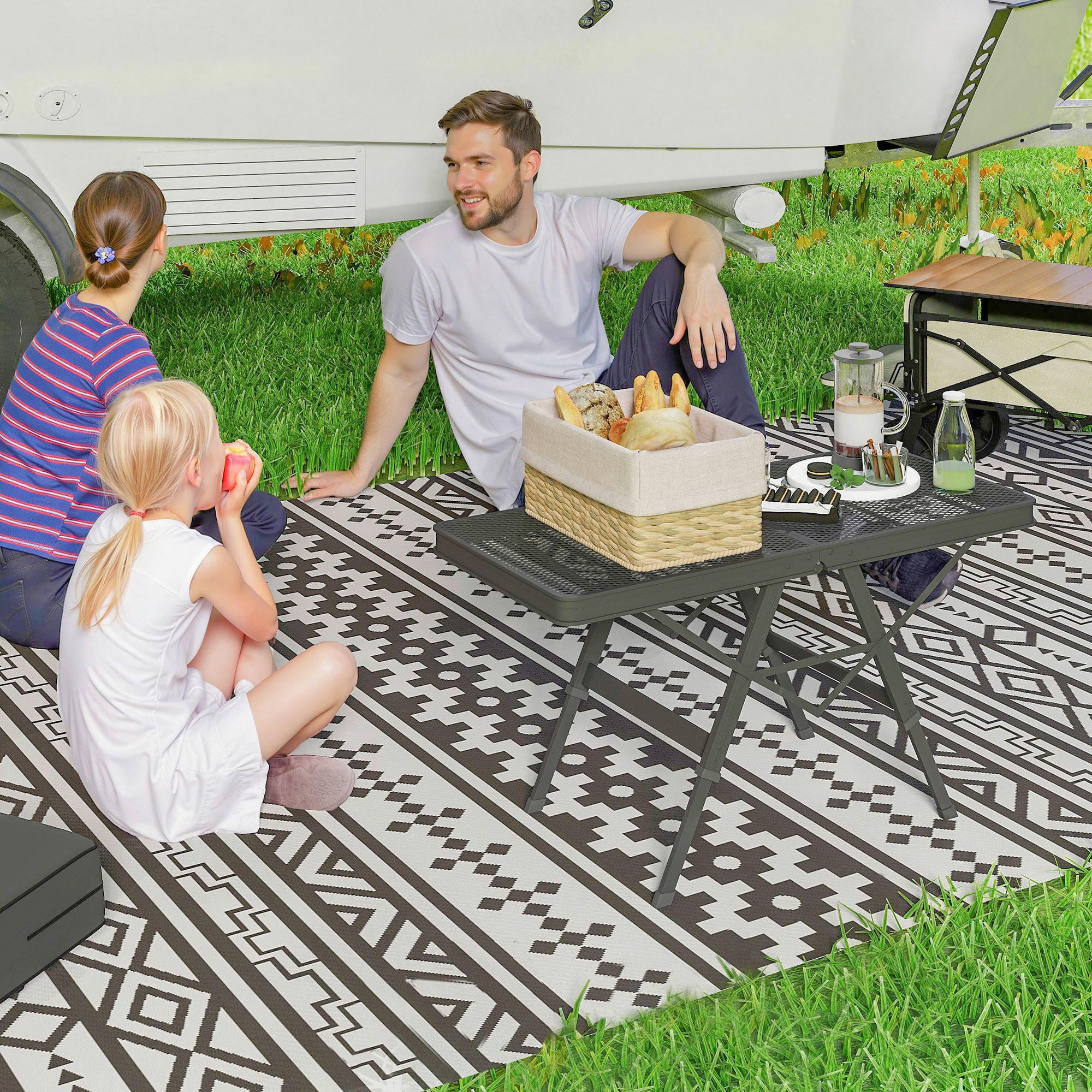 Thumbnail - Outsunny Campingtisch schwarz Metall B/H/L: ca. 40,5x58x90 cm