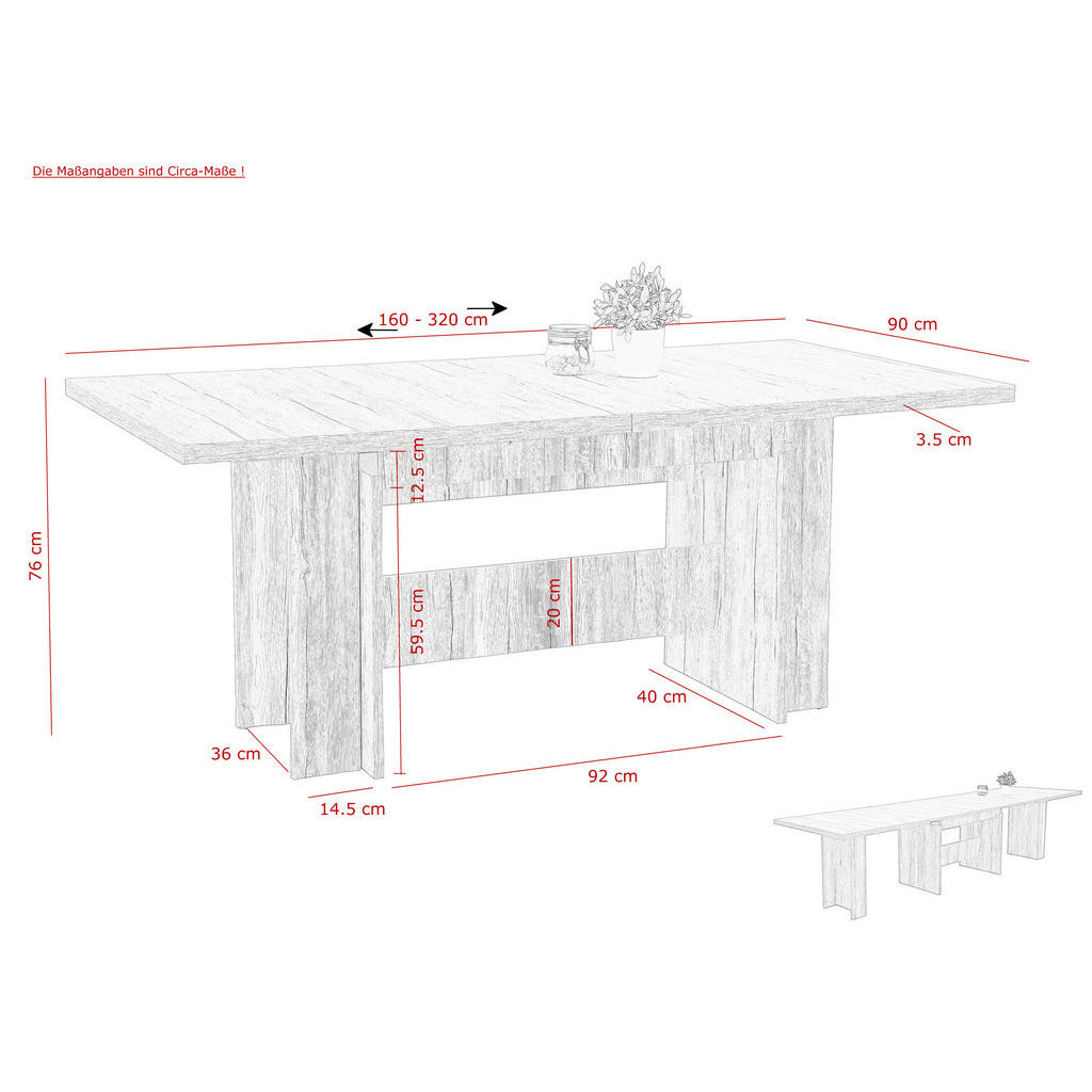 Thumbnail - Esstisch LIA II Eiche Sand Nachbildung B/H/T: ca. 160x76x90 cm