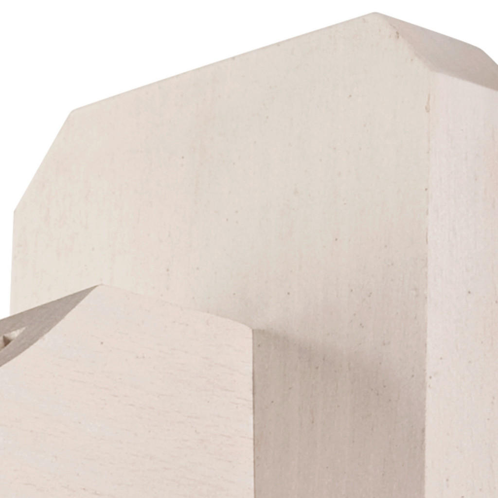 Thumbnail - Lamkur Wandleuchte weiß buche Glas Stahl Holz B/H/L: ca. 20x20x30 cm E27 1 Brennstellen