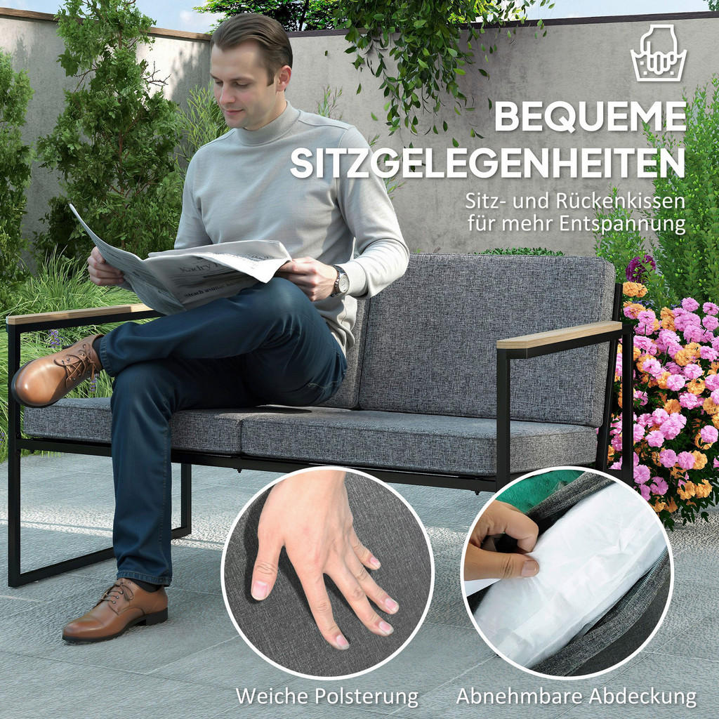 Thumbnail - Outsunny Gartenmöbel Set grau Metall B/H/L: ca. 72x69,5x126 cm