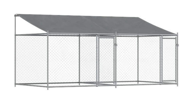 vidaXL Hundekäfig grau Stahl