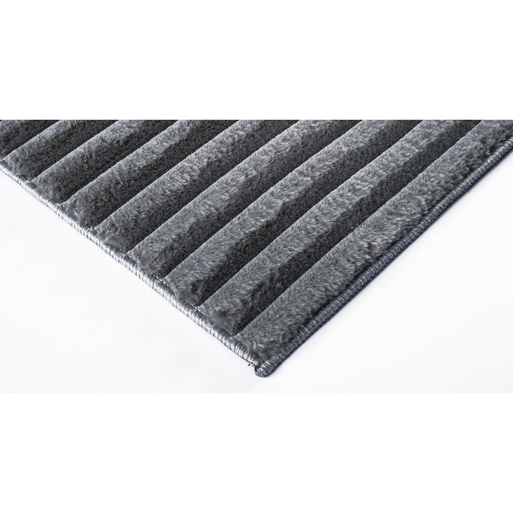 Thumbnail - Fellimitat Stripy anthrazit B/L: ca. 120x160 cm