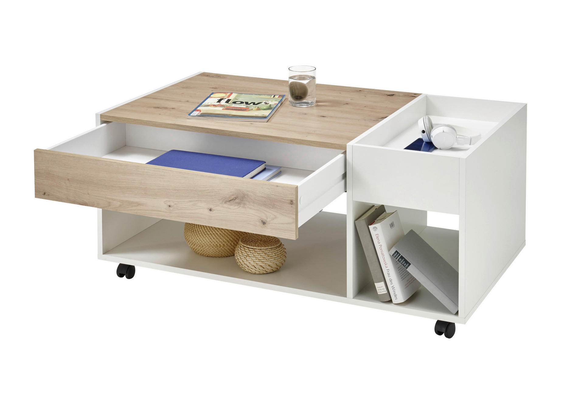 Thumbnail - Couchtisch Eiche Artisan weiß B/H/T: ca. 110x44x60 cm