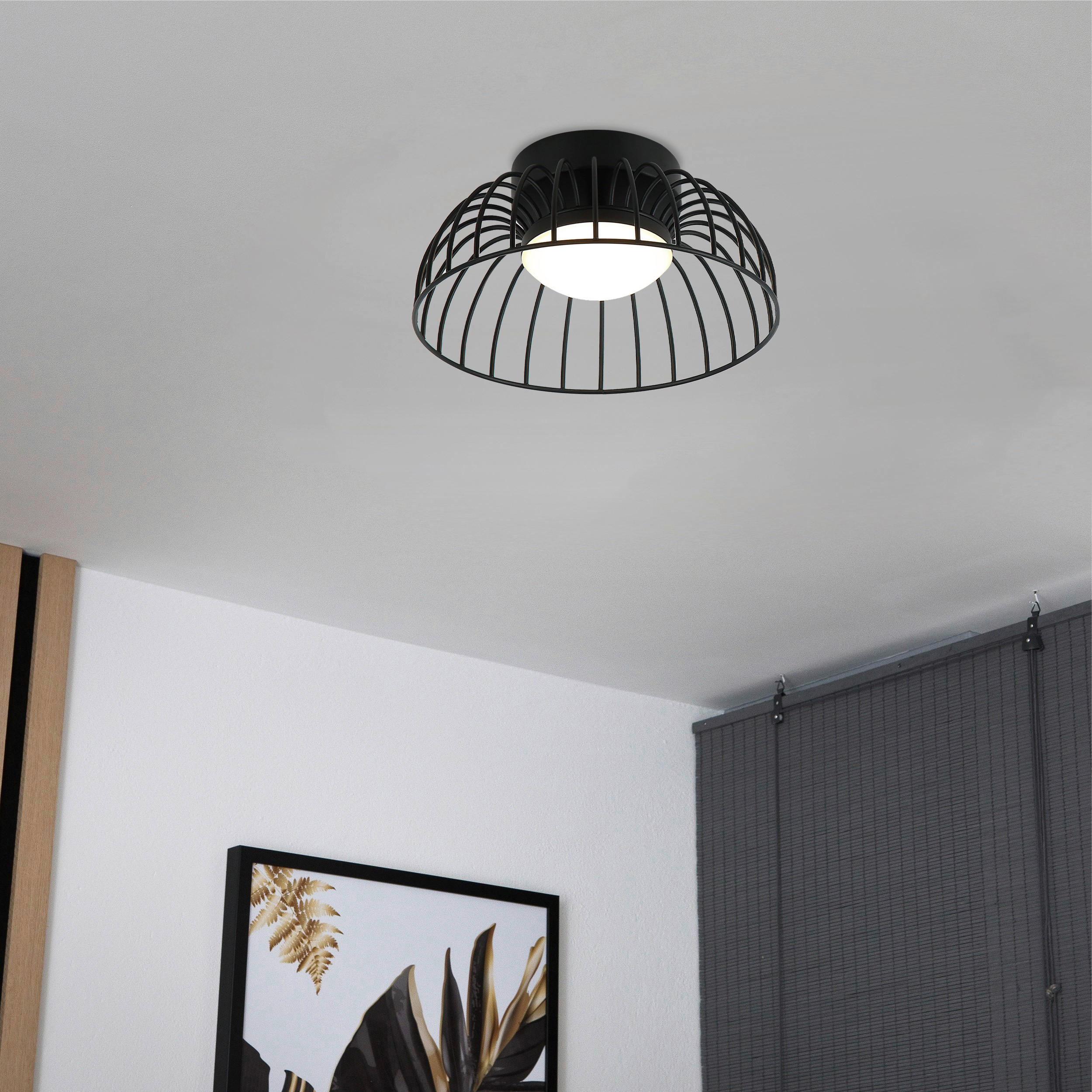 Thumbnail - Lamkur Deckenleuchte schwarz Stahl B/H/L: ca. 27x27x17 cm