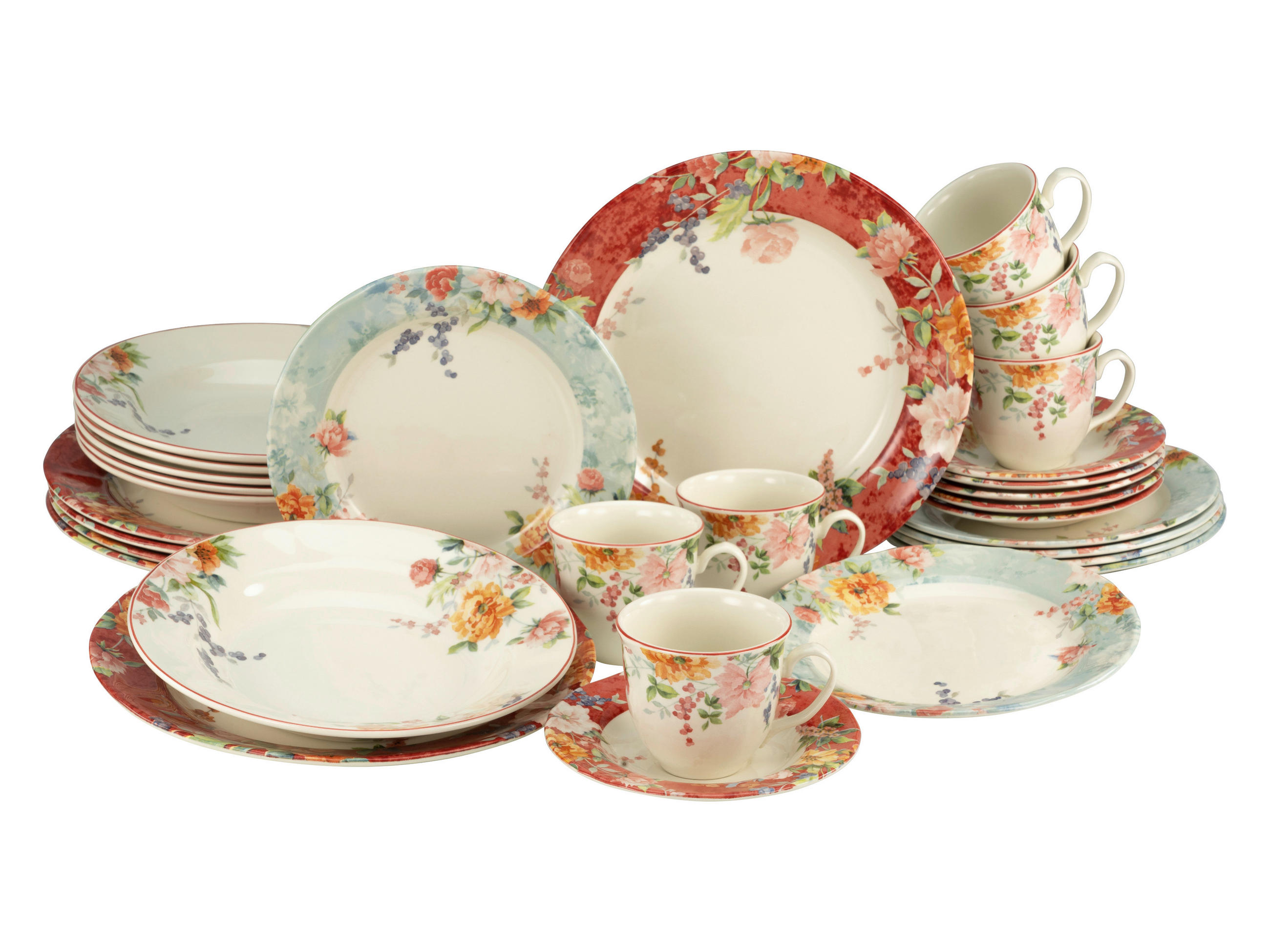 CreaTable Kombiservice Crimson multicolor Steingut 30 tlg.